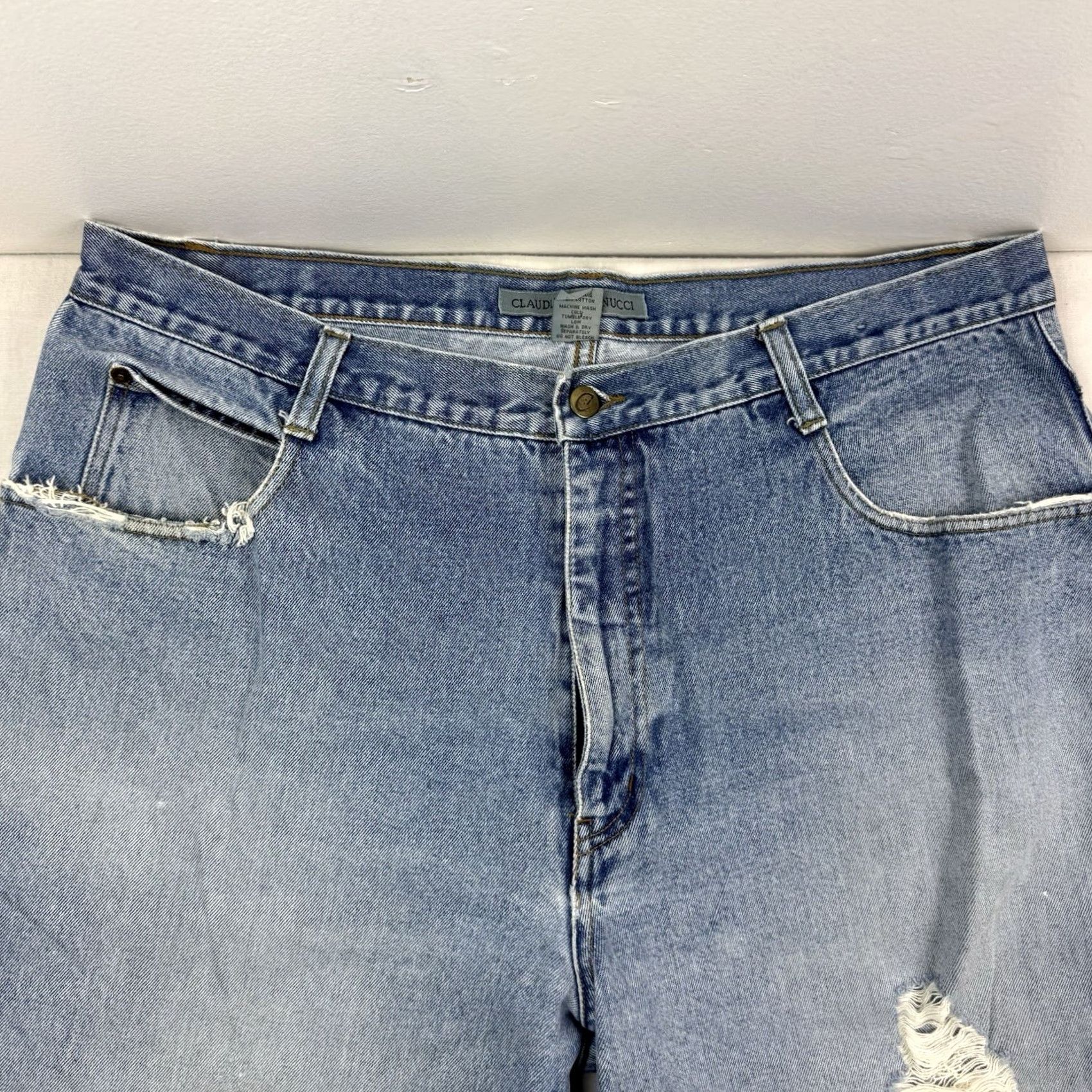 Thrasher VINTAGE Claudio Nucci Jeans Adult 40x30 Blue Cotton Ramie Denim Zip 90s Punk Hipster Tapered Relaxed Mens Size US 40 / EU 56 - 6 Thumbnail