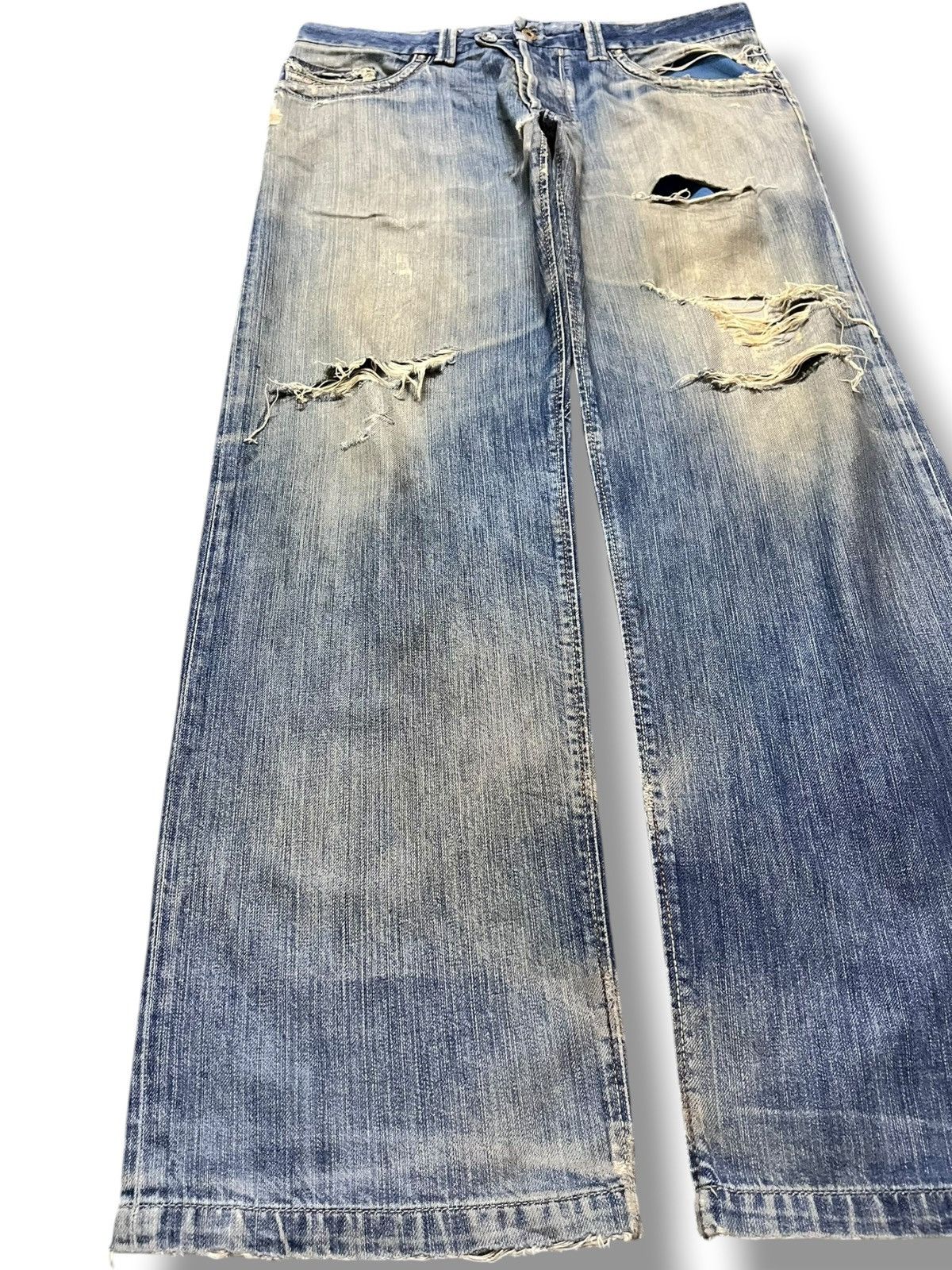 Diesel Vintage Diesel Arker F.P.Baggy Mudwash Ripped Denim Size US 35 - 4 Thumbnail