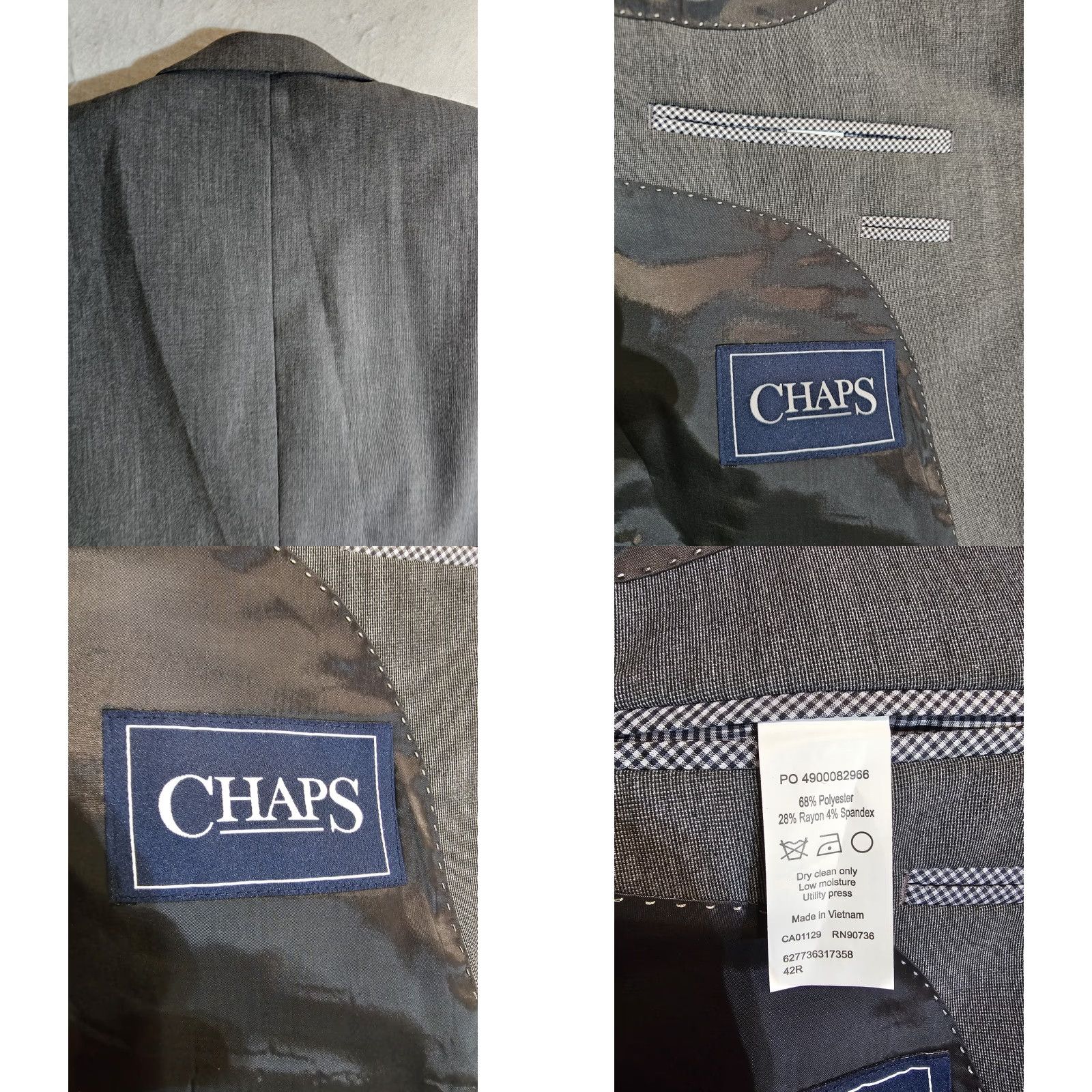 Chaps VINTAGE CHAPS By RALPH LAUREN Signature 2 Pc Solid Grey Suit Mens Sz 42 Reg 36x30 Pants Size 42R - 11 Thumbnail