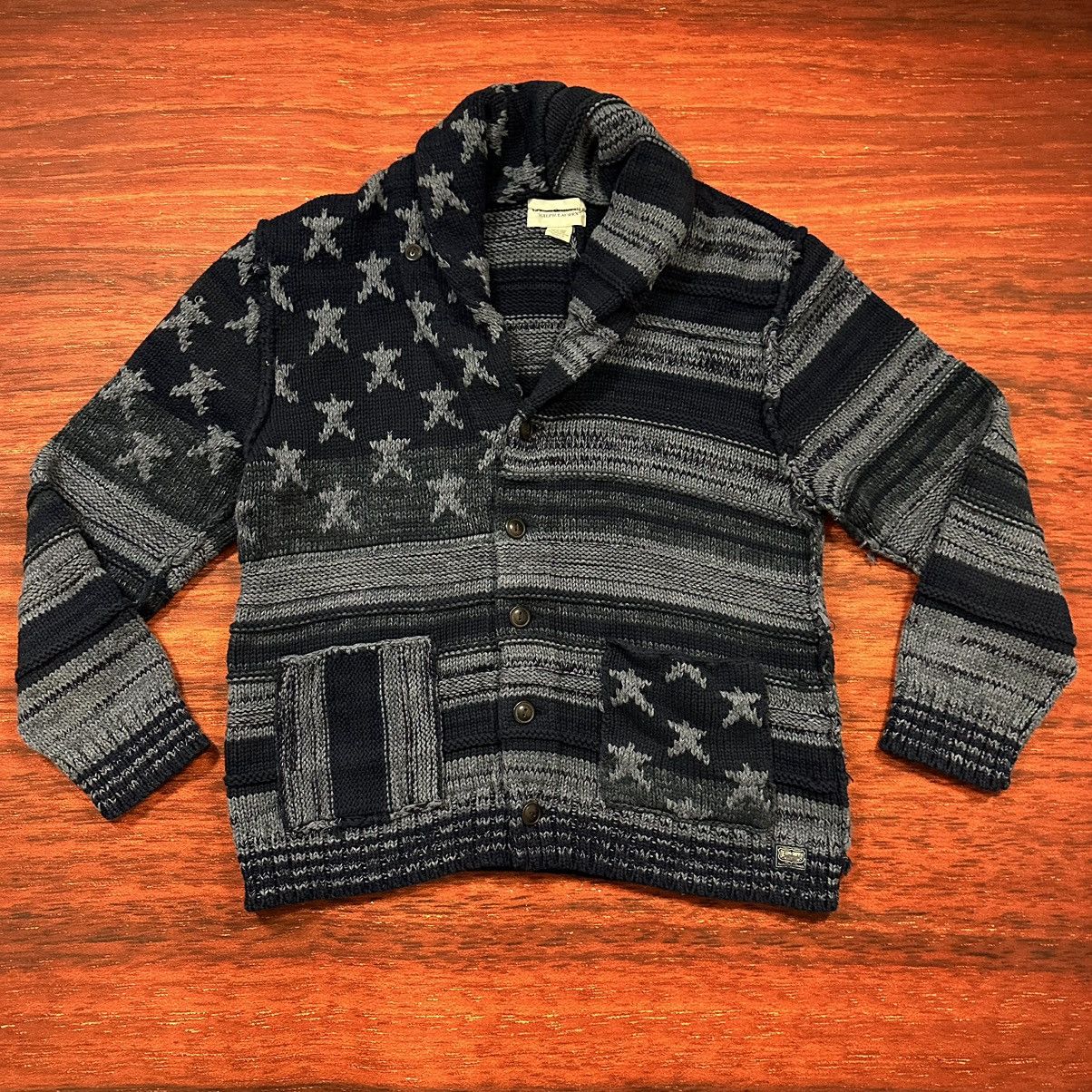 Ralph Lauren POLO DENIM & SUPPLY Polo Bear Print Sweatshirt (Men's Size XL) cotton white type Vintage Second Hand