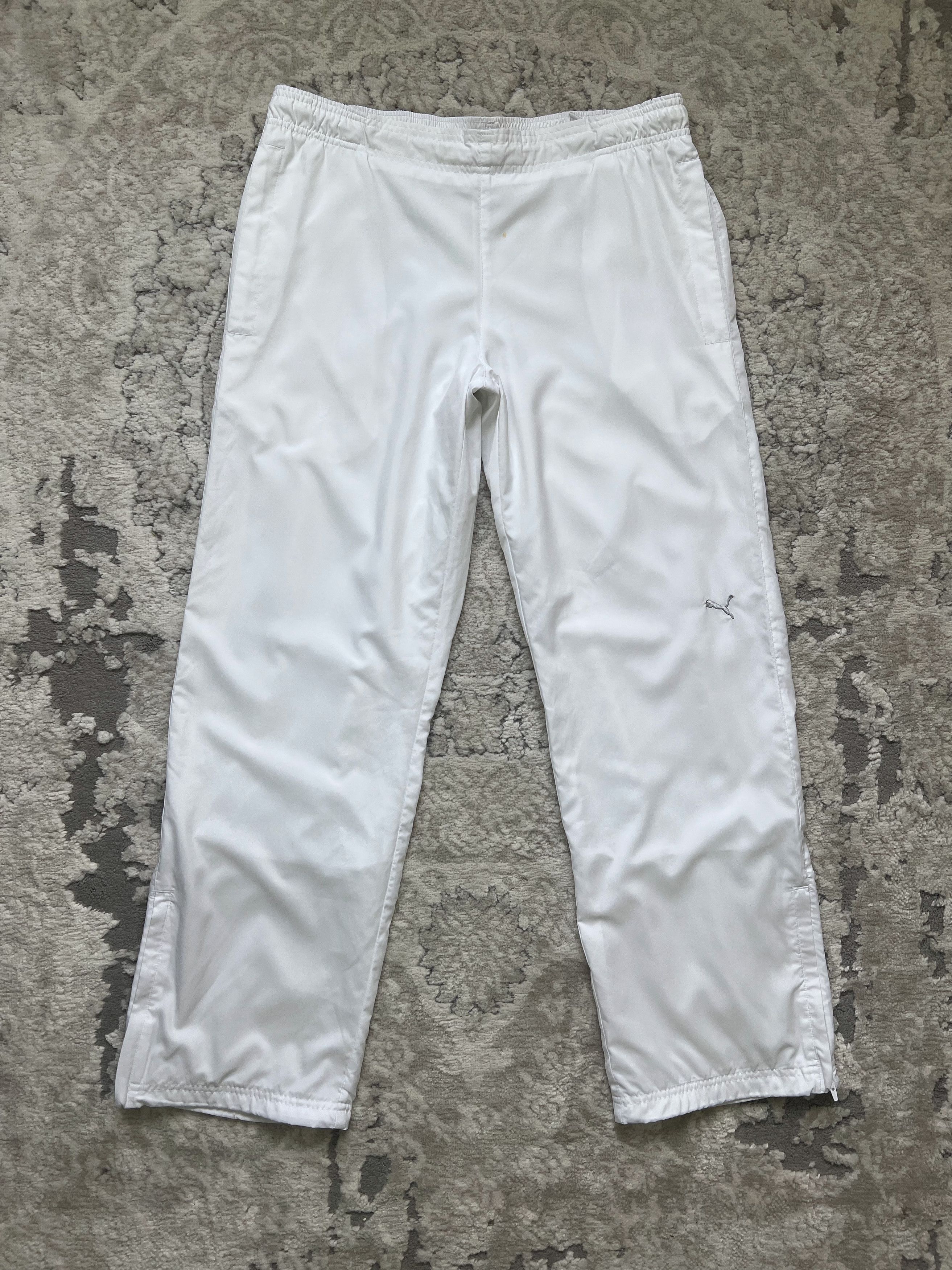 Puma Puma White Track Pants – Gold/Silver Logos – Y2K Style Size US 32 / EU 48 - 1 Thumbnail