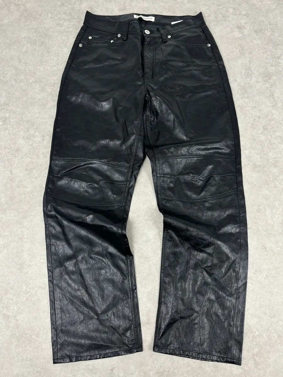 Our Legacy Our Legacy Black Faux Leather Formal Moto Cut Pants Size US 32 / EU 48 - 1 Thumbnail