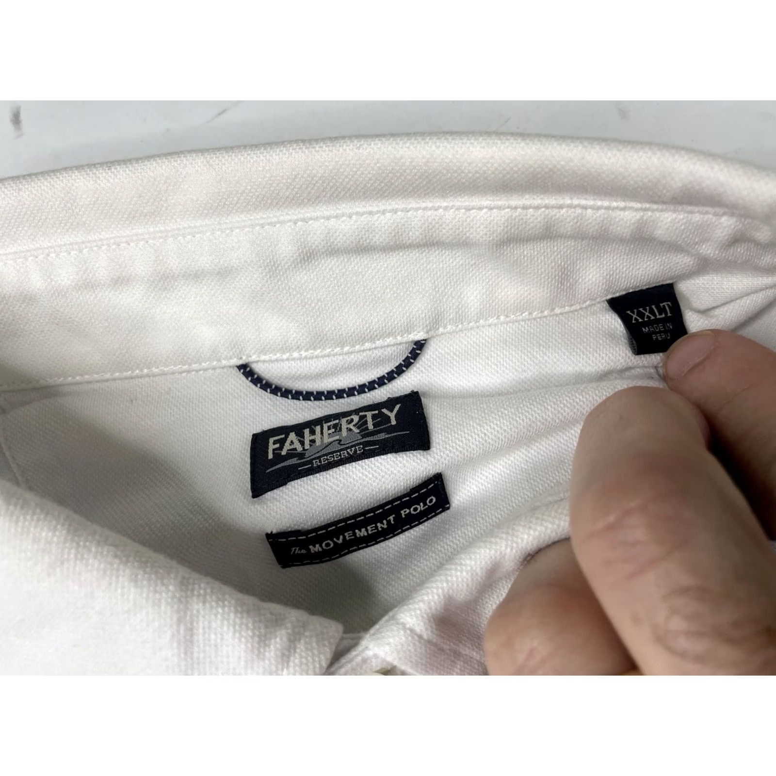 Faherty Faherty Polo Shirt Mens 2XLT White Lightweight Stretch Casual Golf Shirt Mens Size US XXL / EU 58 / 5 - 3 Thumbnail