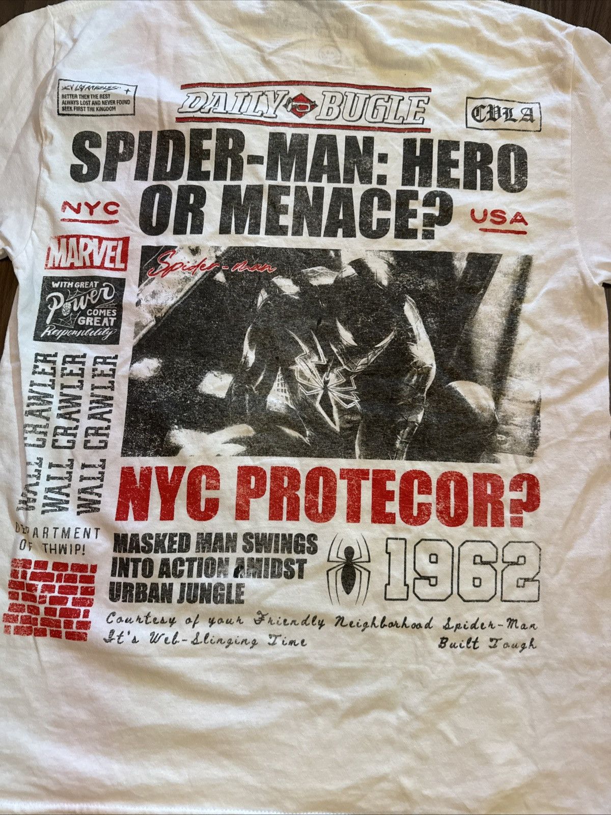 Marvel Comics Marvel Spider-Man “Hero or Menace?” Graphic Tee White M Size US L / EU 52-54 / 3 - 5 Thumbnail