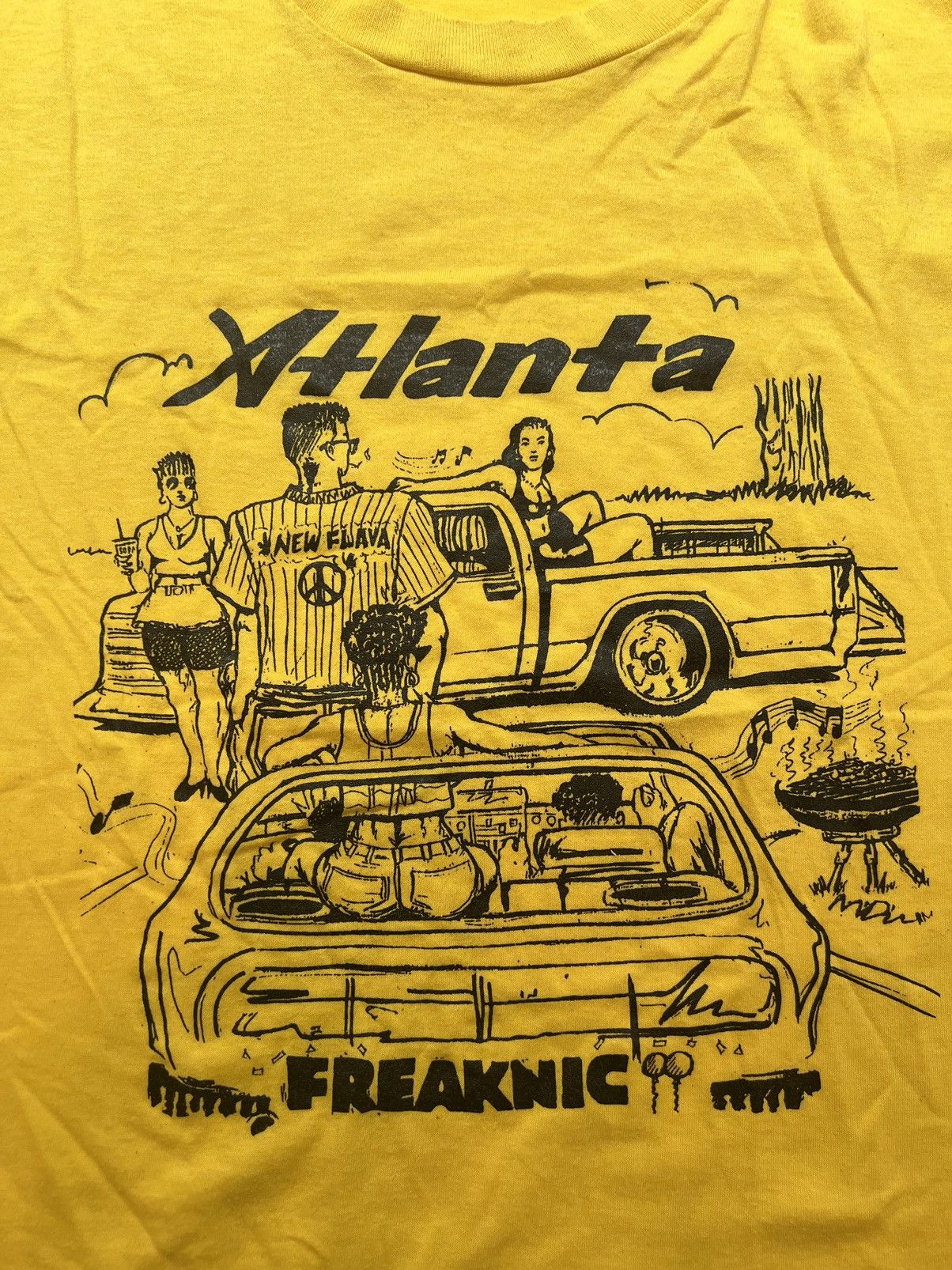 image of Atlanta Freaknic Authentic Vintage Shirt Screen Stars in Yellow, Men's (Size 2XL)