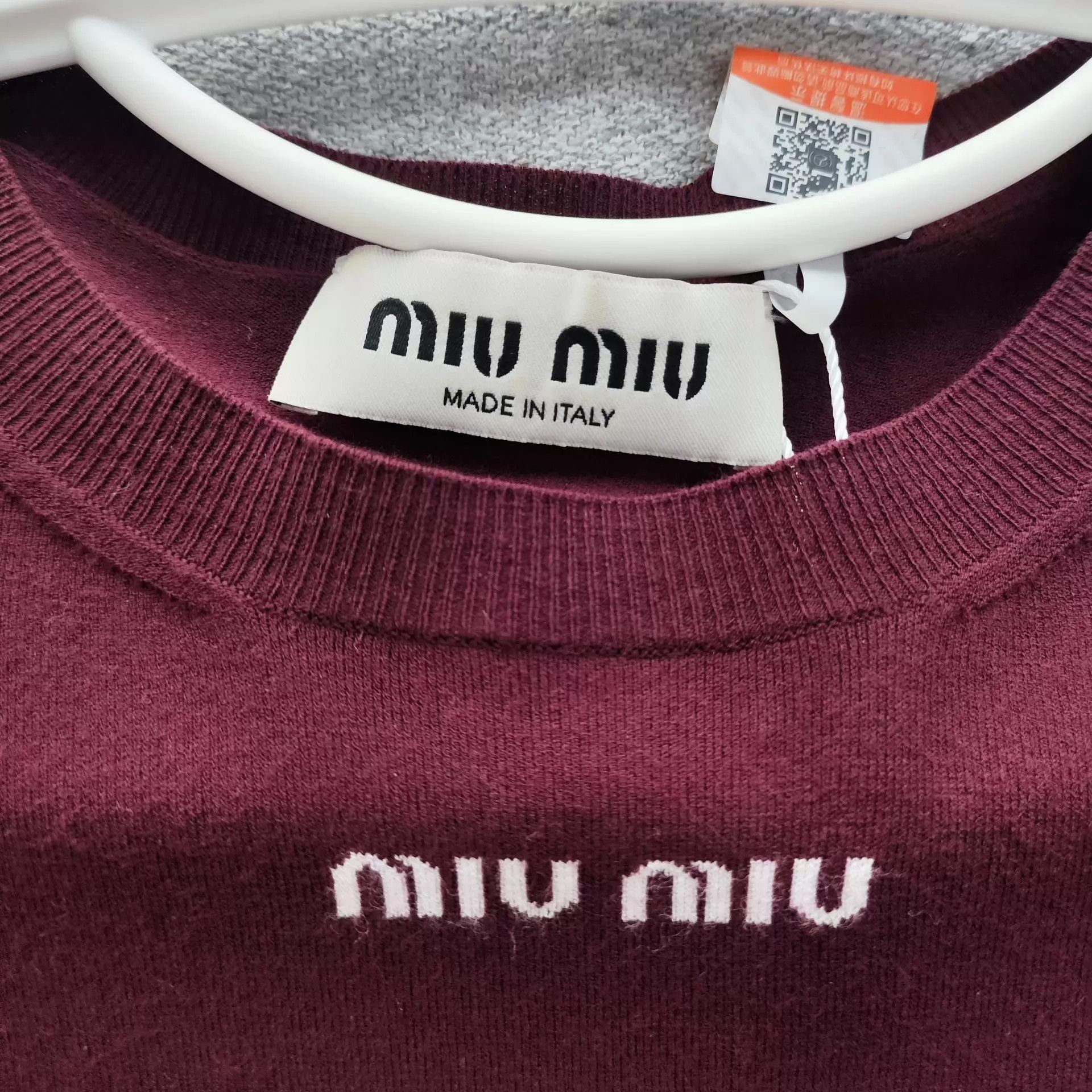 Miu Miu MIU MIU Burgundy Knit Short Sleeve Women's 38 Size XS / US 0-2 / IT 36-38 - 2 Thumbnail