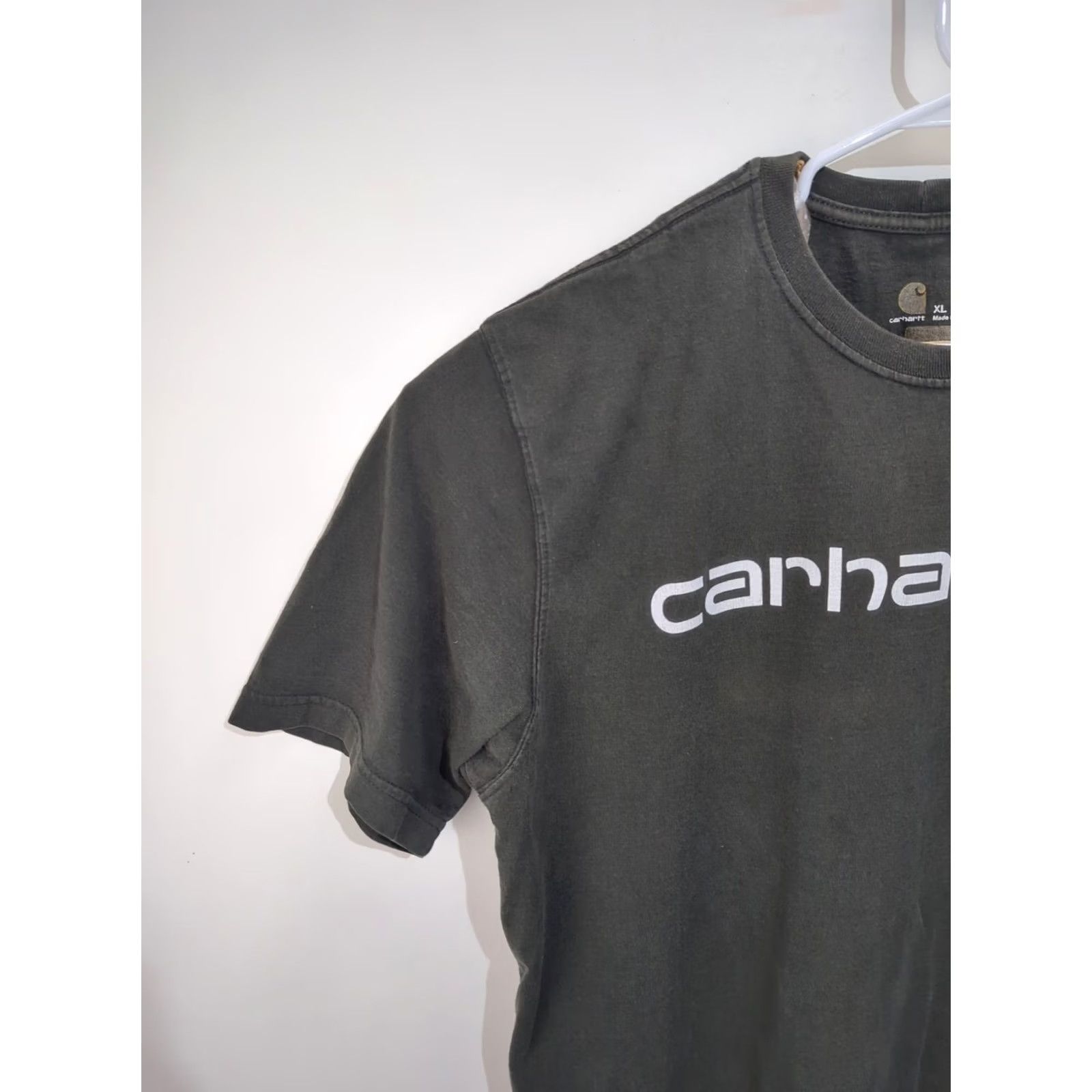 Carhartt Carhartt Mens XL Black Original Fit Short Sleeve T-Shirt Spell Out Logo Faded Size US XL / EU 56 / 4 - 6 Thumbnail