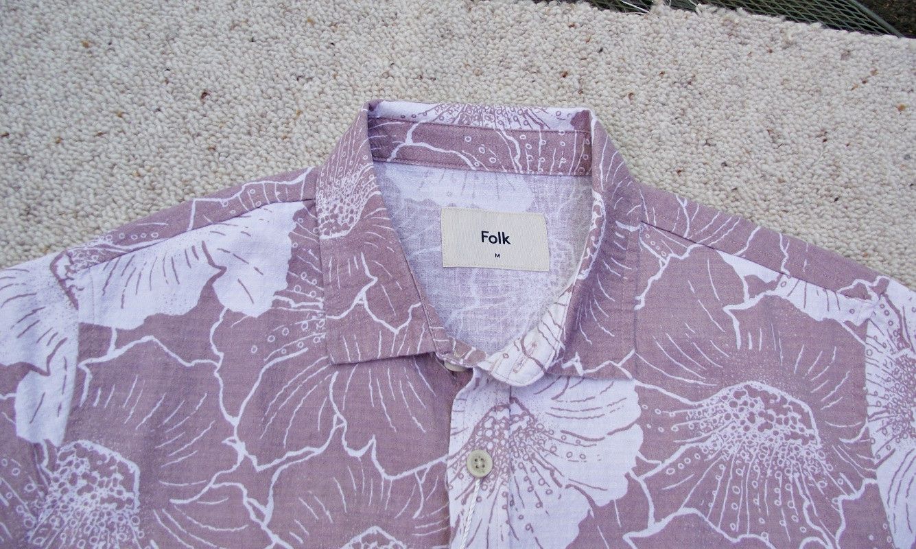 Folk Mens Linen Blend Maui Hawaiian Shirt Pink Floral $155 Size US M / EU 48-50 / 2 - 3 Thumbnail