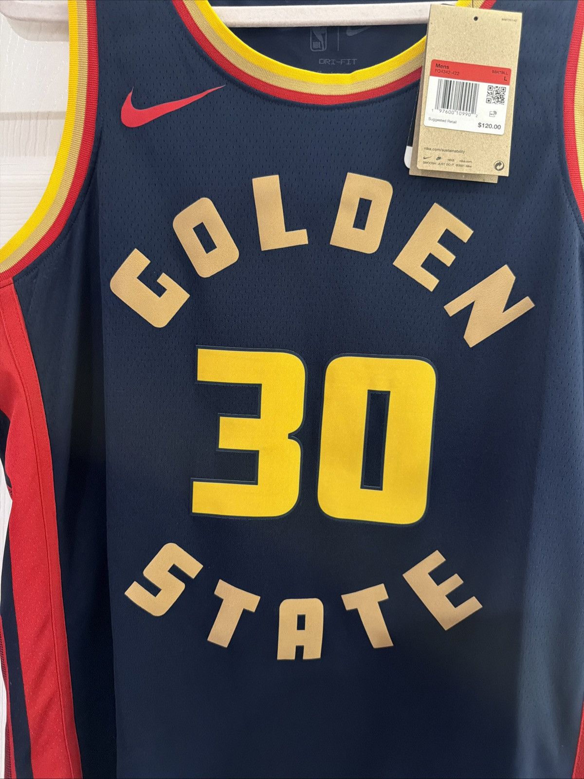 Nike Stephen Curry Golden State Warriors Nike Dri-Fit Jersey LG Size US L / EU 52-54 / 3 - 3 Thumbnail