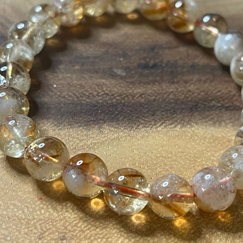 Other Citrine beaded beads stretch bracelet 8mm yellow clear cryst Size ONE SIZE - 8 Thumbnail