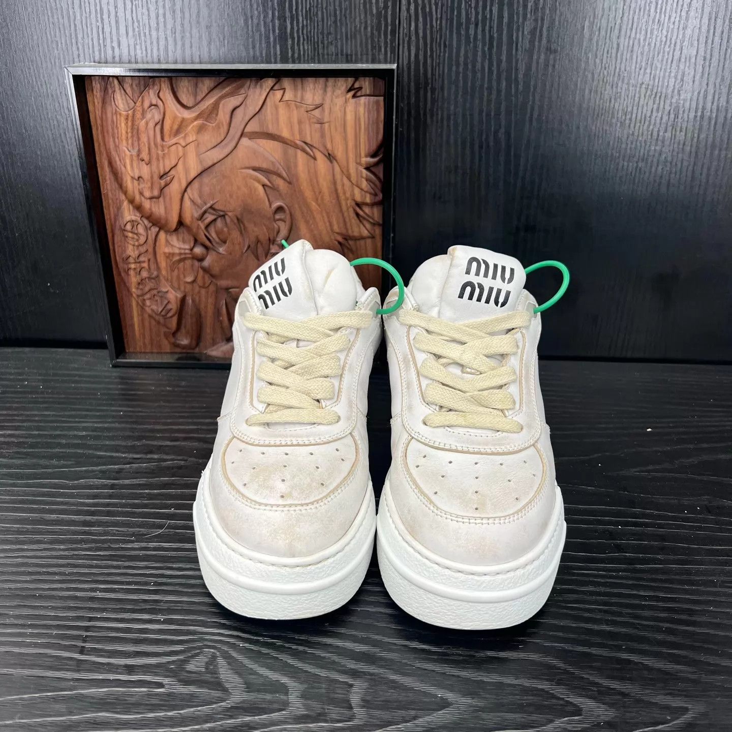 Miu Miu MIU MIU Leather Distressed Sneakers Women's 36 Size US 5.5 / IT 35.5 - 4 Thumbnail