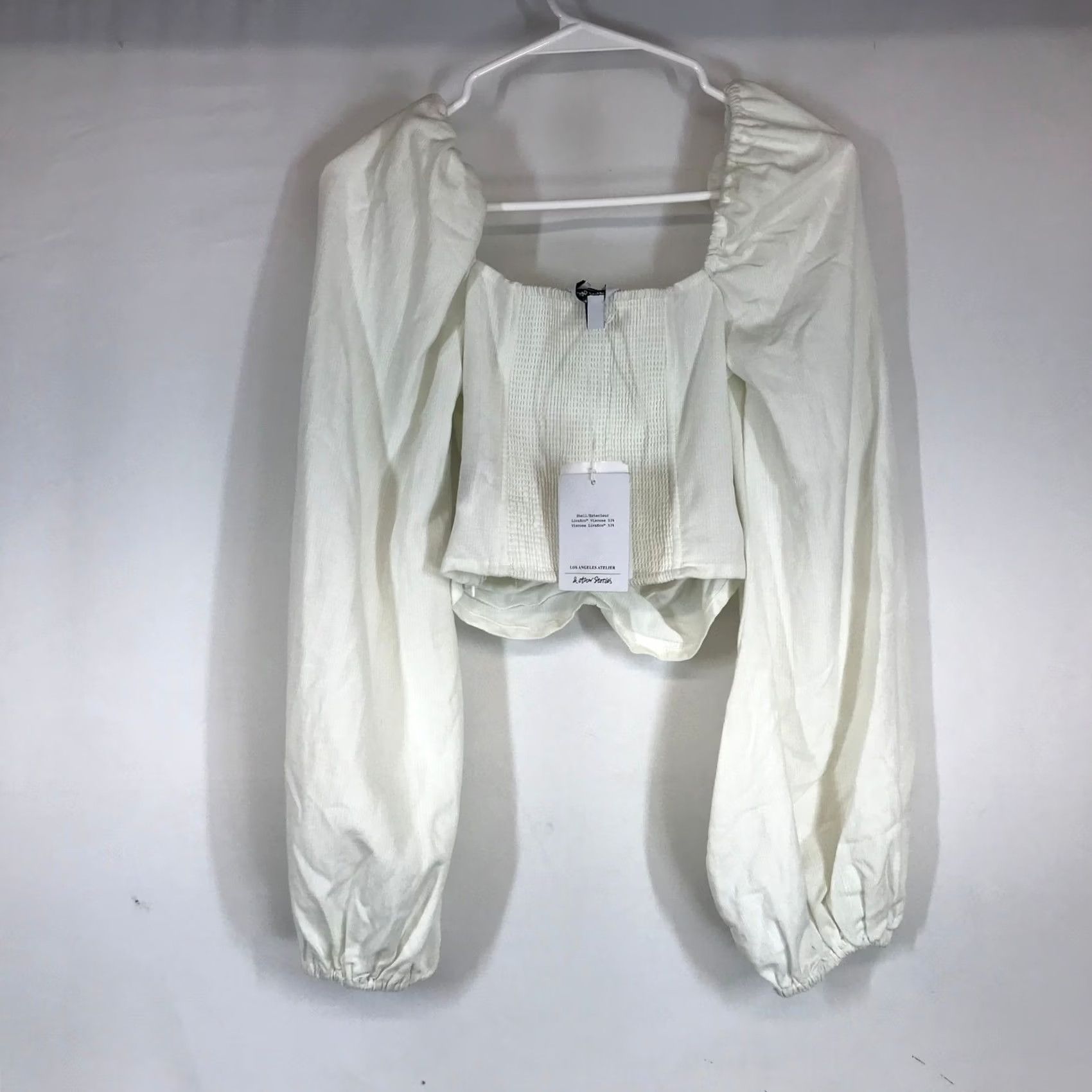 & Other Stories & Other Stories White Ruched Puff Sleeve Crop Top Size 2 Los Angeles Atelier Size XS / US 0-2 / IT 36-38 - 4 Thumbnail