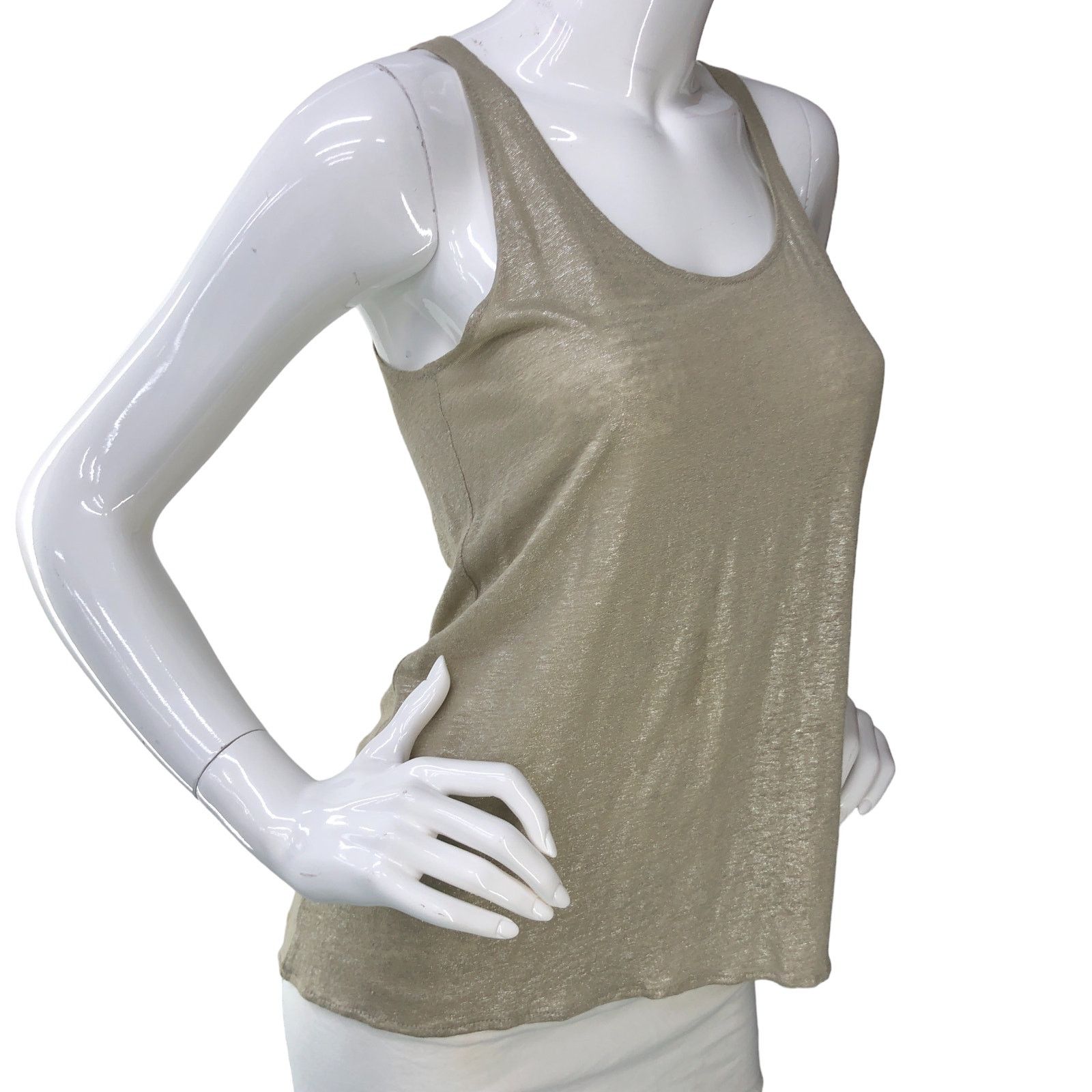 MAJESTIC FILATURES Majestic Paris Size 1 US XS Tank Top Linen Scoop Neck Khaki Size XS / US 0-2 / IT 36-38 - 10 Thumbnail