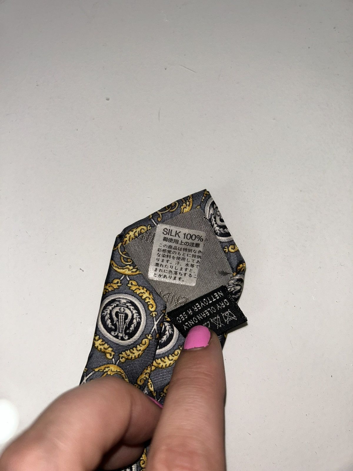 Fendi Vintage Fendi Gray & Gold Patterned Men's Silk Tie Size ONE SIZE - 7 Thumbnail
