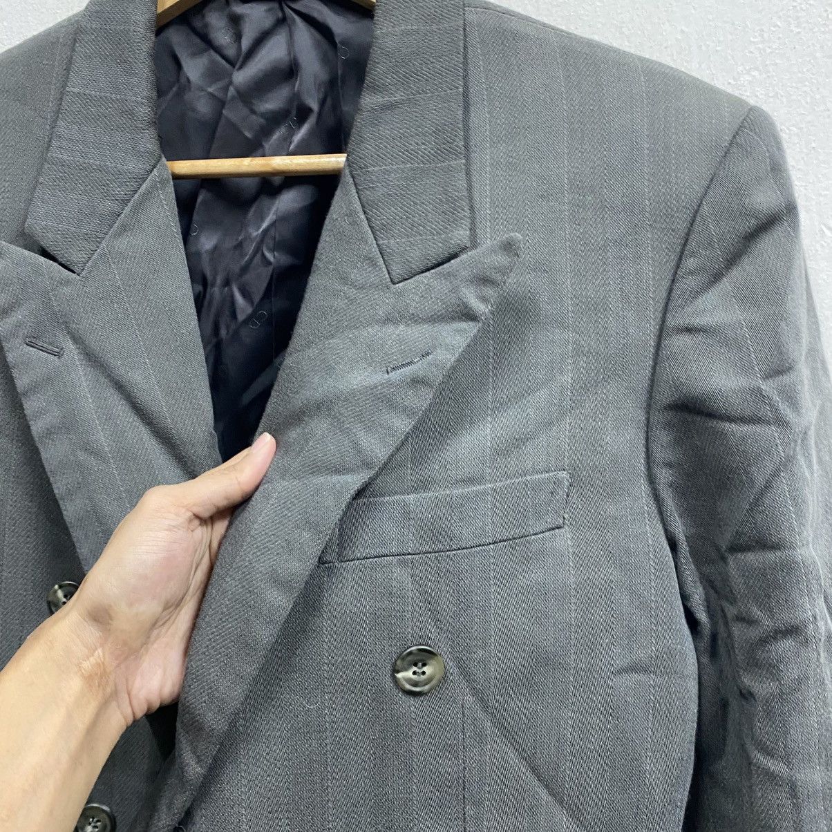 Christian Dior Monsieur Vintage Dior Double-Breasted Grey Pinstripe Blazer Jacket Size 36R - 11 Thumbnail