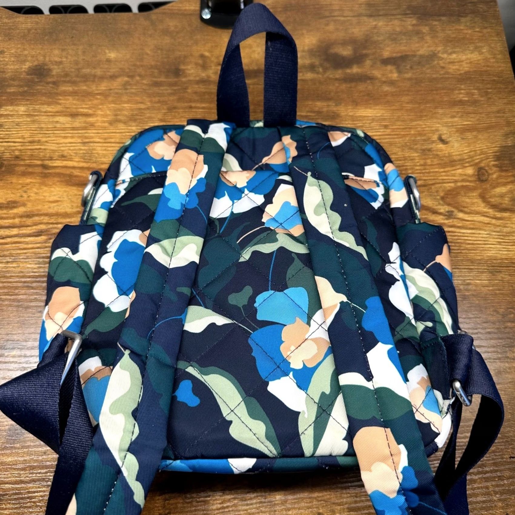 Vera Bradley Vera Bradley Convertible Backpack Immersed Blooms Blue Floral Quilted Twill Bag Size ONE SIZE - 5 Thumbnail