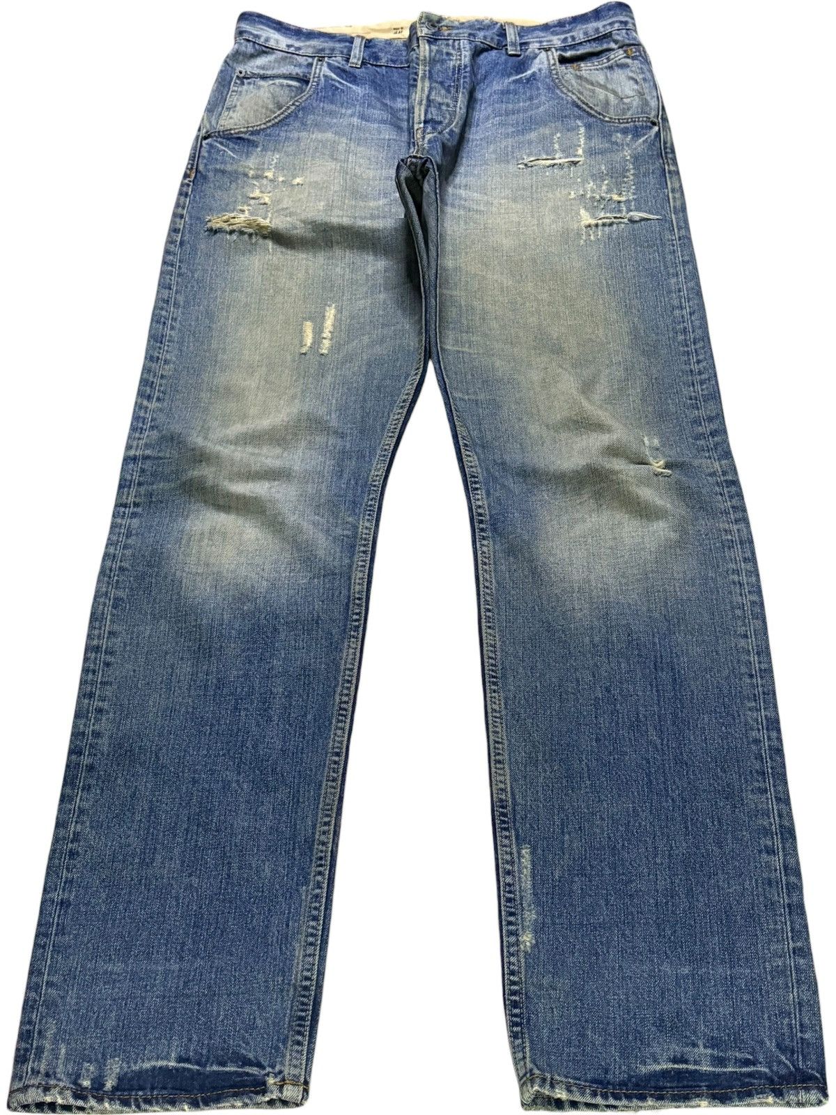 Japanese Brand Vintage Japanese Brand Button Fly Mud Wash Distress Rip Jean Size US 33 - 1 Thumbnail