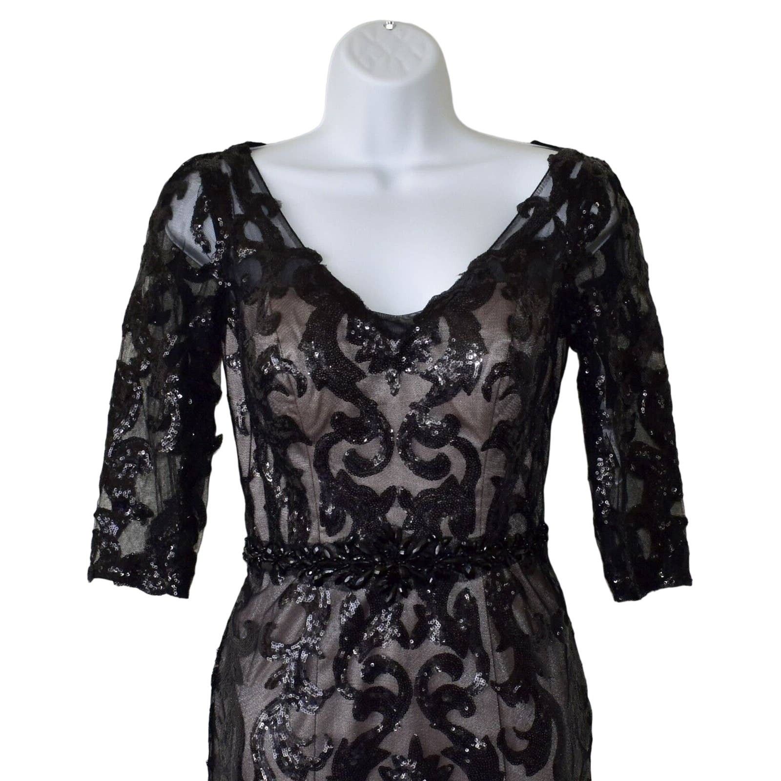 Montage D0 NWOT MONTAGE BY MON CHERI Black Sequin Maxi Gown Dress 4 Size S / US 4 / IT 40 - 2 Thumbnail