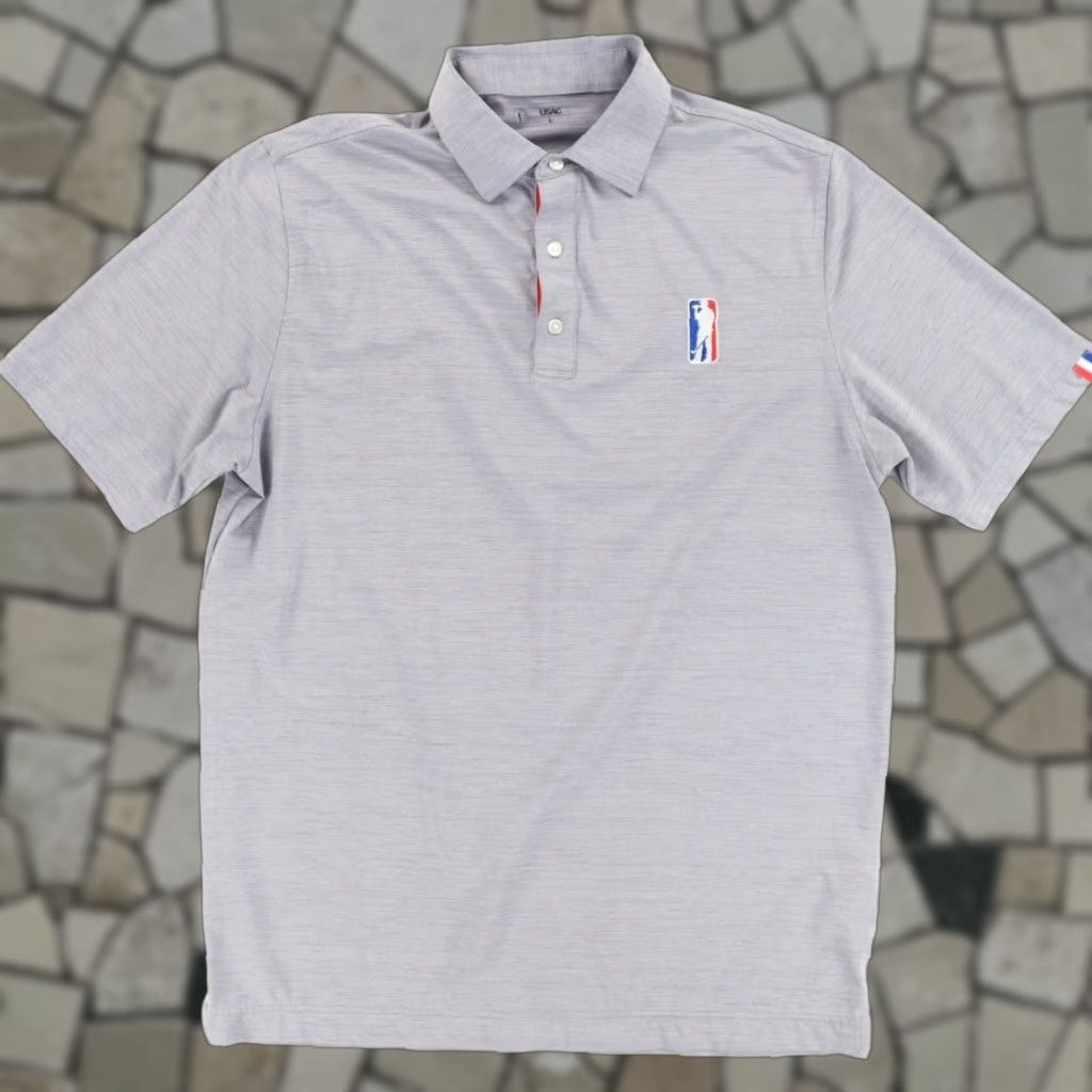 Vintage USAG Logo Golf High Stretch Polyester Heather Polo Shirt Gray Men's L Size US L / EU 52-54 / 3 - 1 Thumbnail