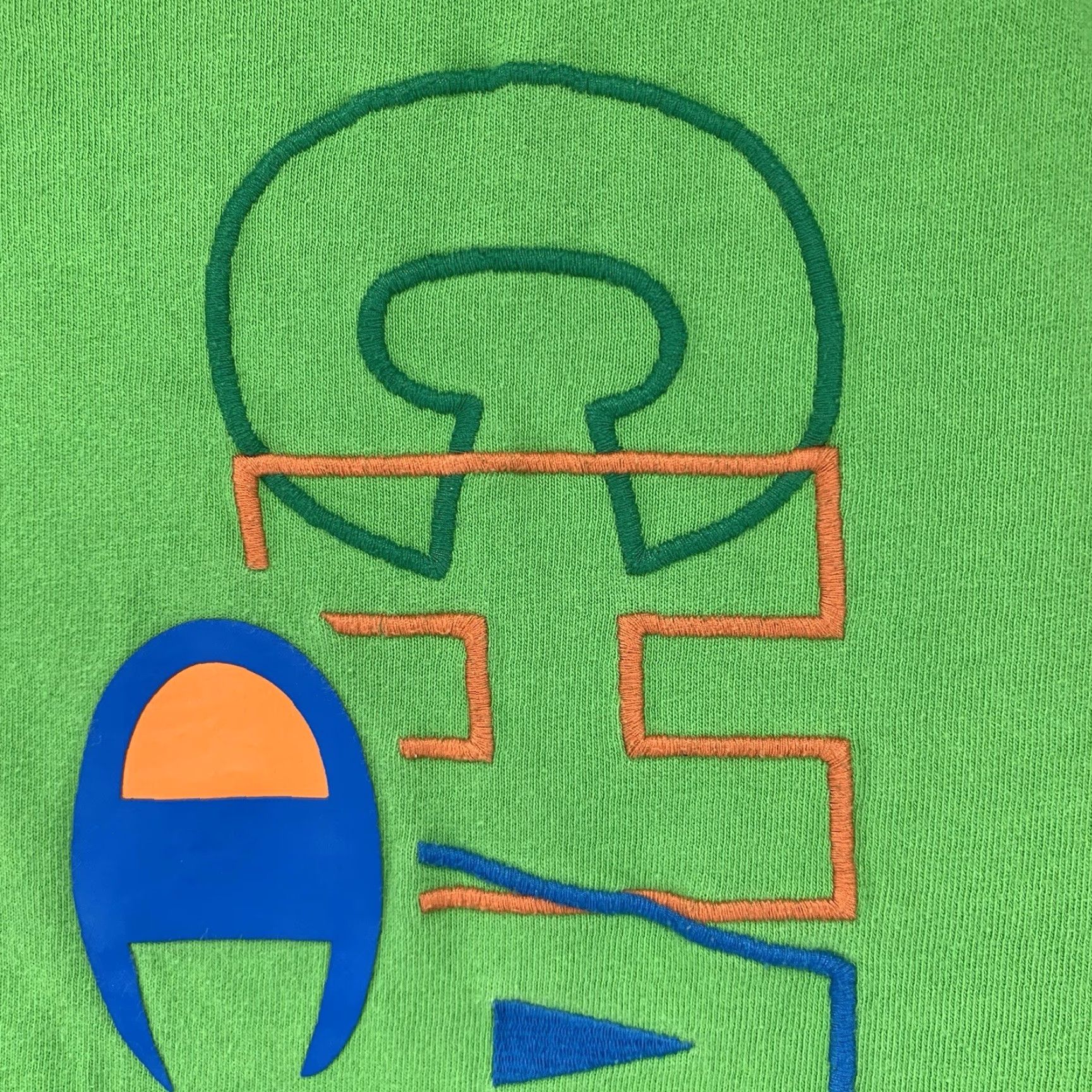 Champion VINTAGE Champion Men's T-Shirt Crew Neck Short Sleeve Neon Green Logo Embroidered Cotton All Seasons L Size US L / EU 52-54 / 3 - 5 Thumbnail