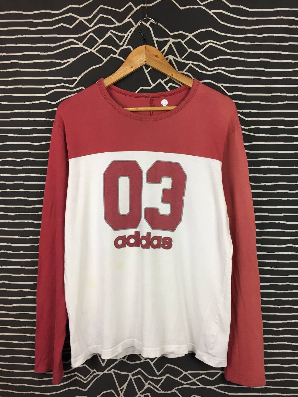 Adidas Vtg Adidas 03 Block Logo Two-Tone Long Sleeve Tee Size US L / EU 52-54 / 3 - 1 Thumbnail