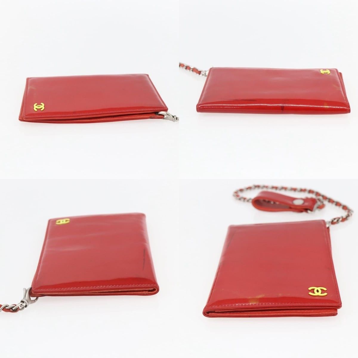 Chanel Chanel Card Case Enamel Red CC Size ONE SIZE - 3 Thumbnail