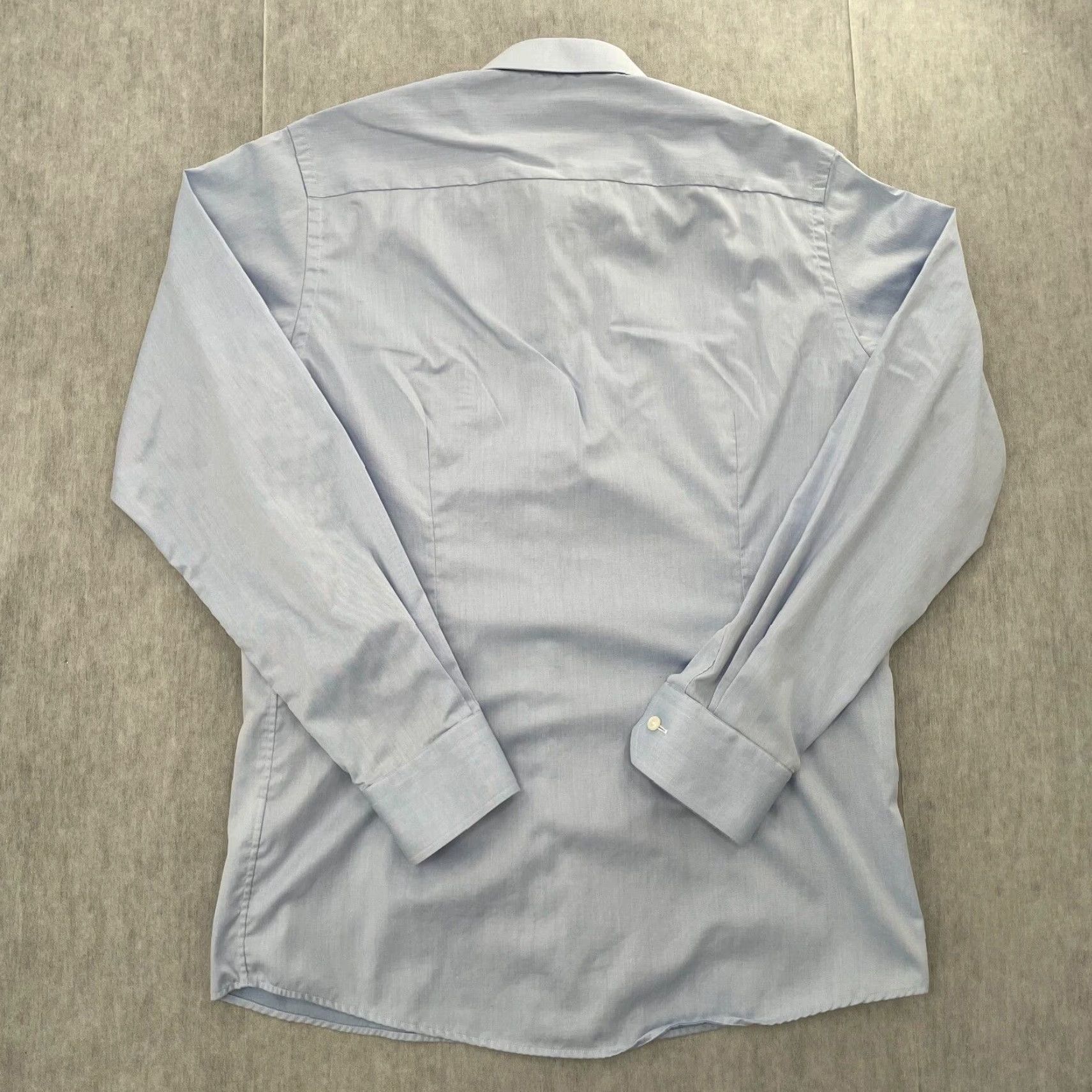 Eton VINTAGE Etón Dress Shirt Adult Medium Long Sleeve Cotton Blue Solid Business Formal Wedding Mens Size US M / EU 48-50 / 2 - 2 Thumbnail