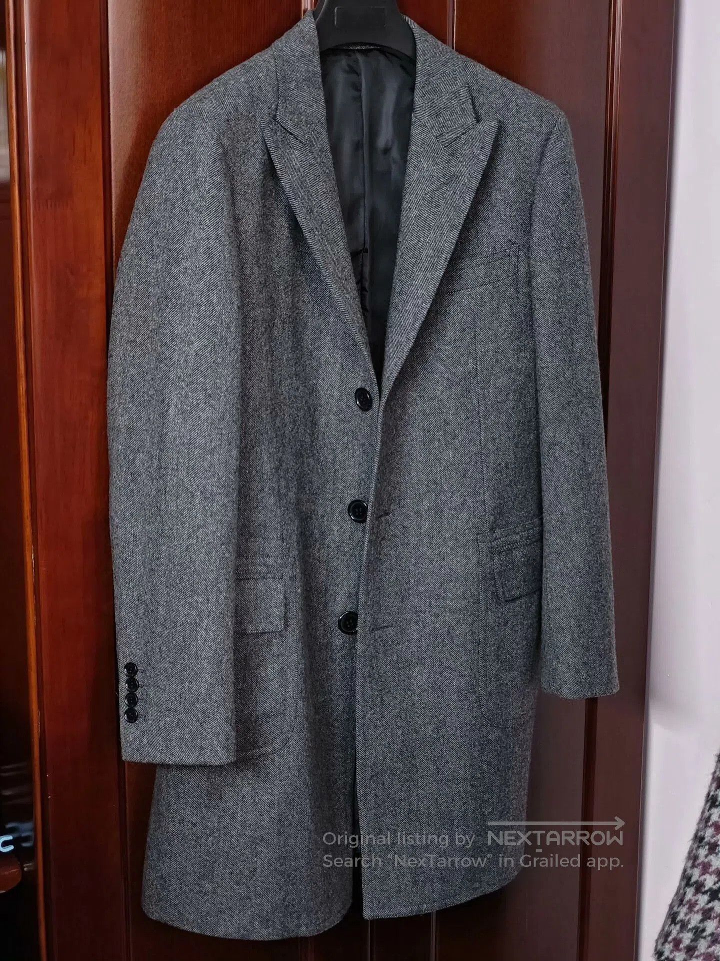 Japanese Brand Custom Gray Tweed Wool Polo Coat. Size US M / EU 48-50 / 2 - 1 Thumbnail