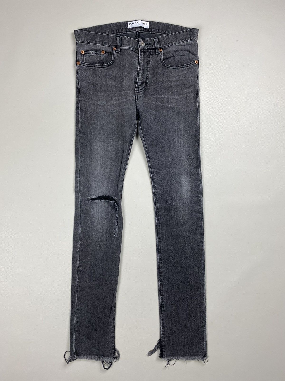 Balenciaga Balenciaga ladies distressed denim skinny biker jeans Size 28" / US 6 / IT 42 - 1 Thumbnail