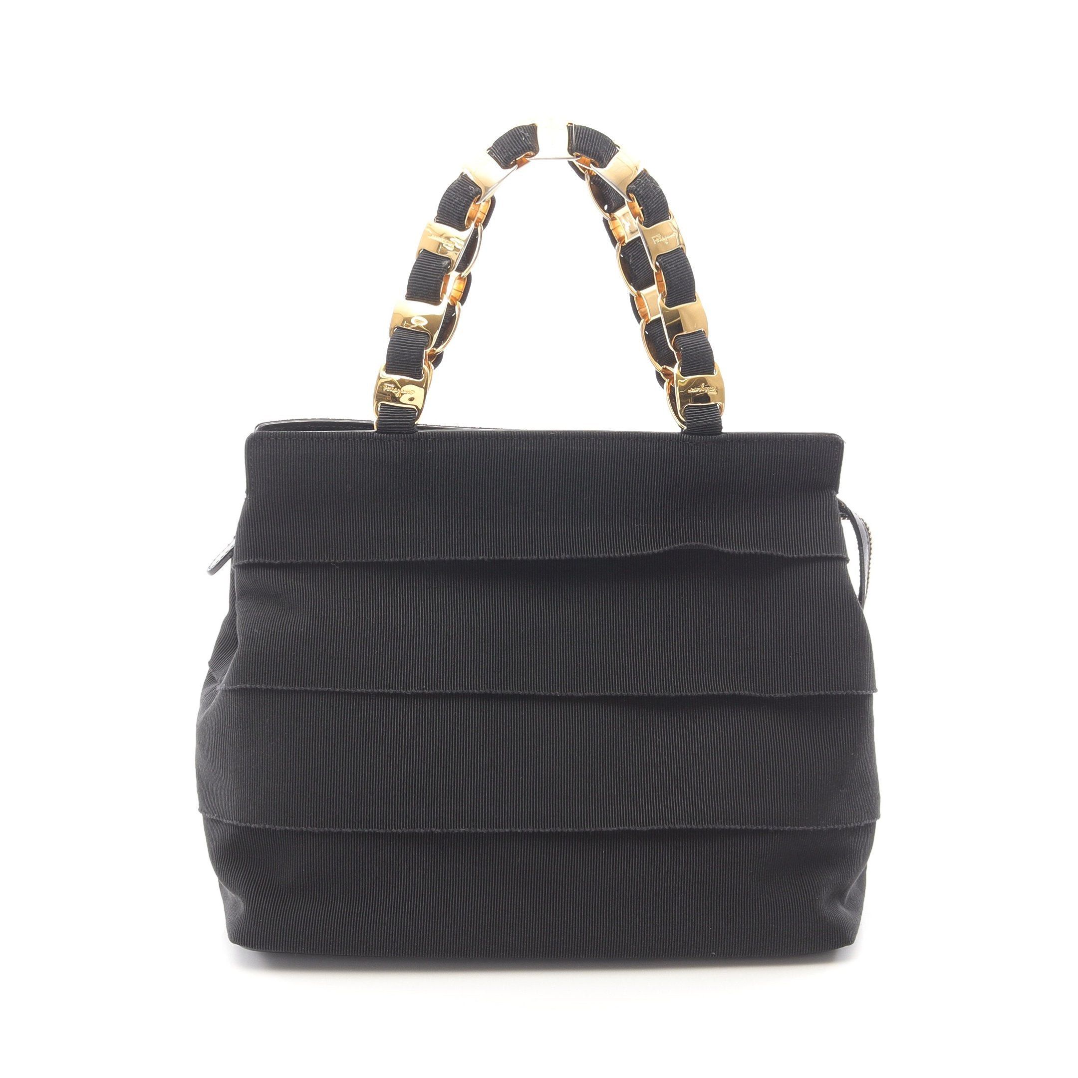 Salvatore Ferragamo Salvatore Ferragamo Vala Chain Handbag Nylon Leather Black Size ONE SIZE - 1 Thumbnail