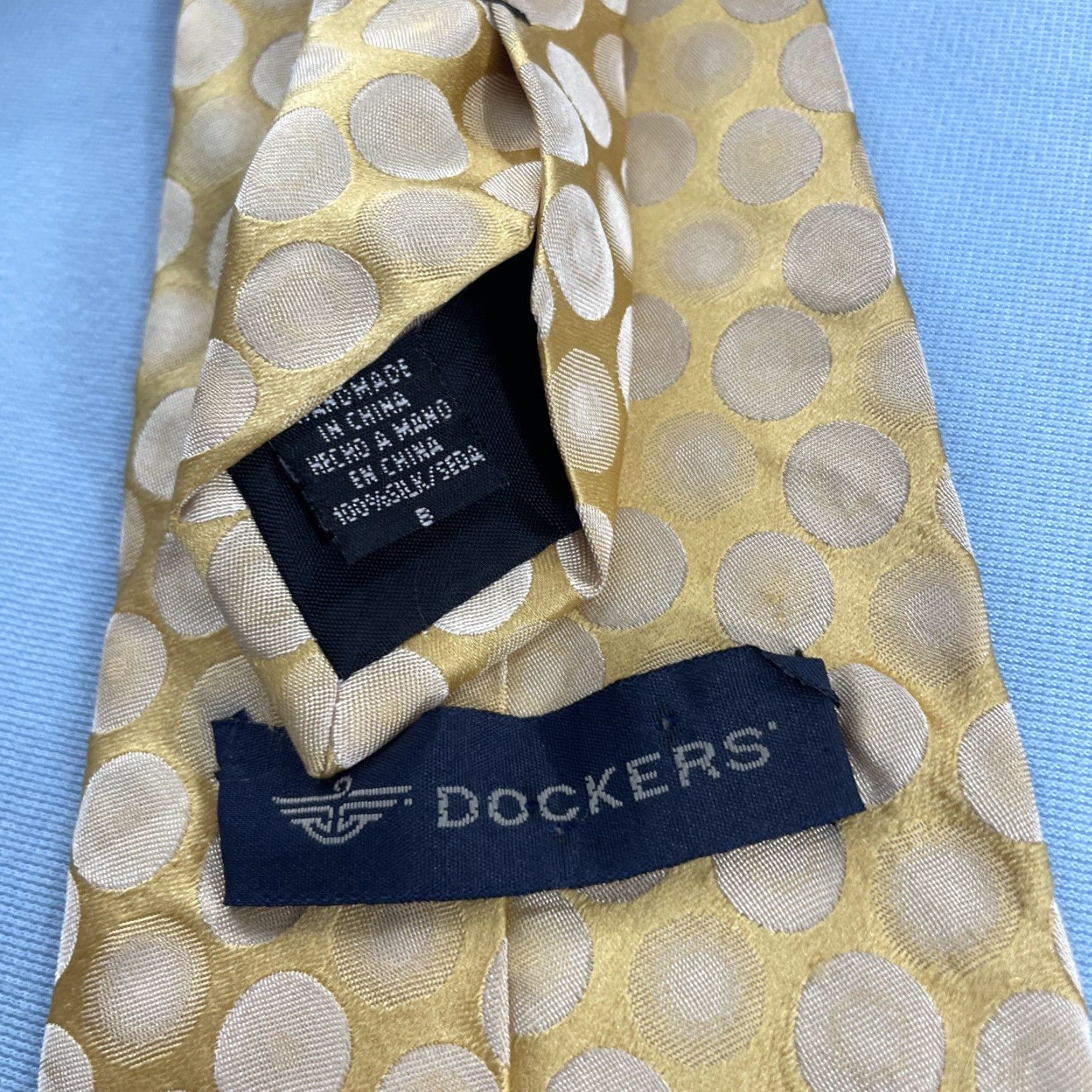 Dockers VINTAGE Dockers Silk Tie Polka Dots Woven Yellow Gold Necktie 4x60 57"-60" Men Tie Size ONE SIZE - 6 Thumbnail