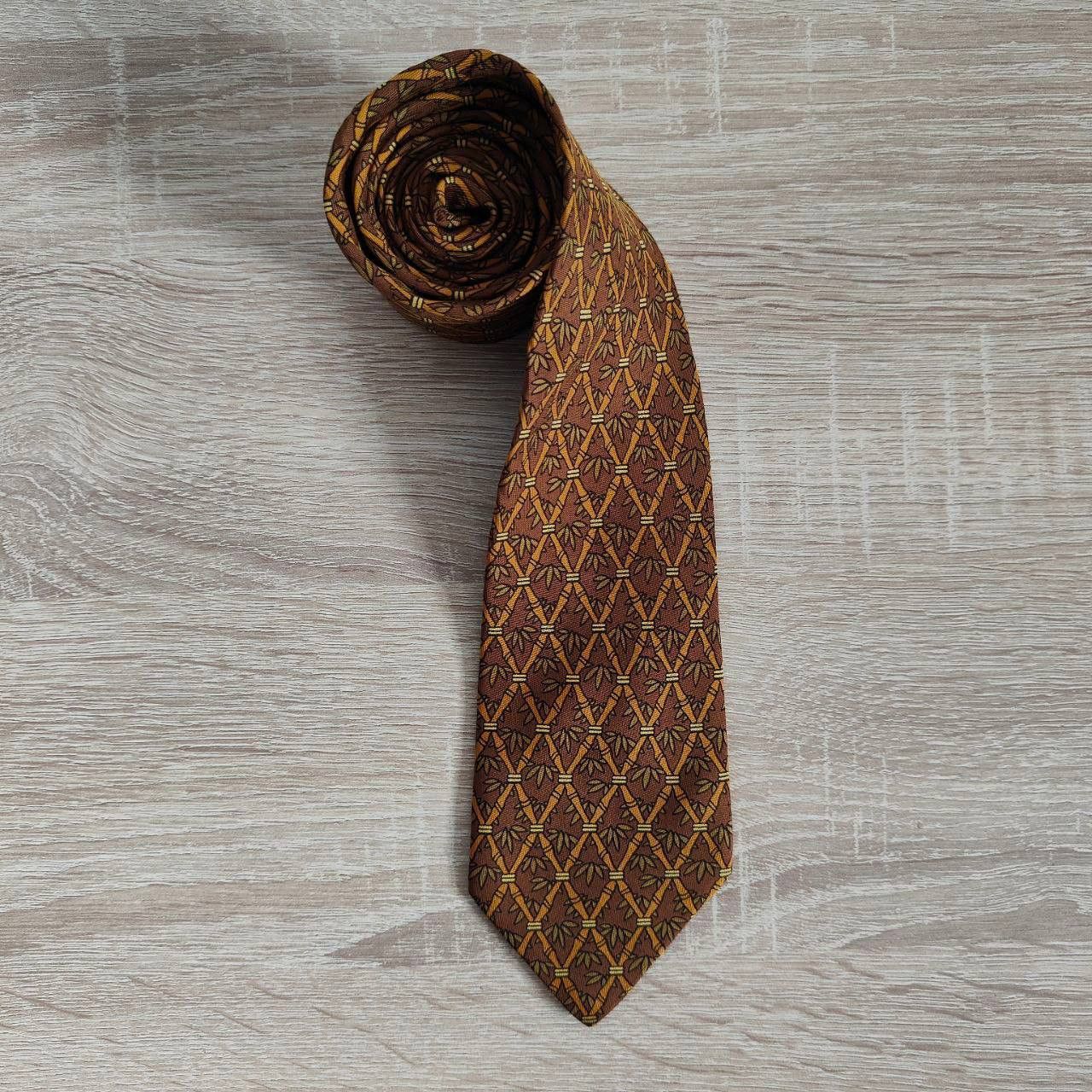 Hermes Hermes Paris Silk Tie 7296 EA Trees Brown Size ONE SIZE - 1 Thumbnail