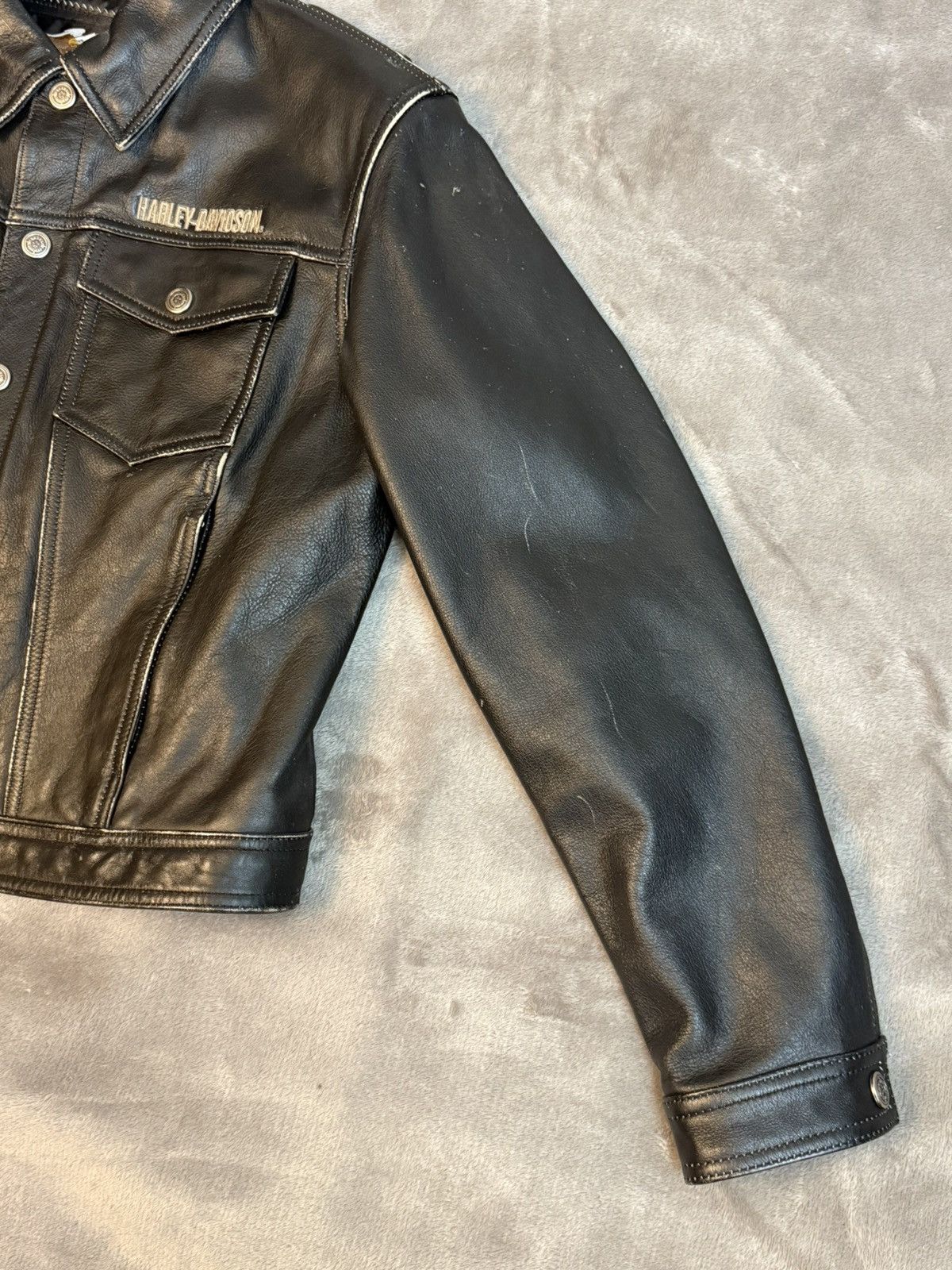 Harley Davidson Woman’s Harley Davidson Trucker/Motoclcle Jacket Blk Lg VTG Size L / US 10 / IT 46 - 5 Thumbnail