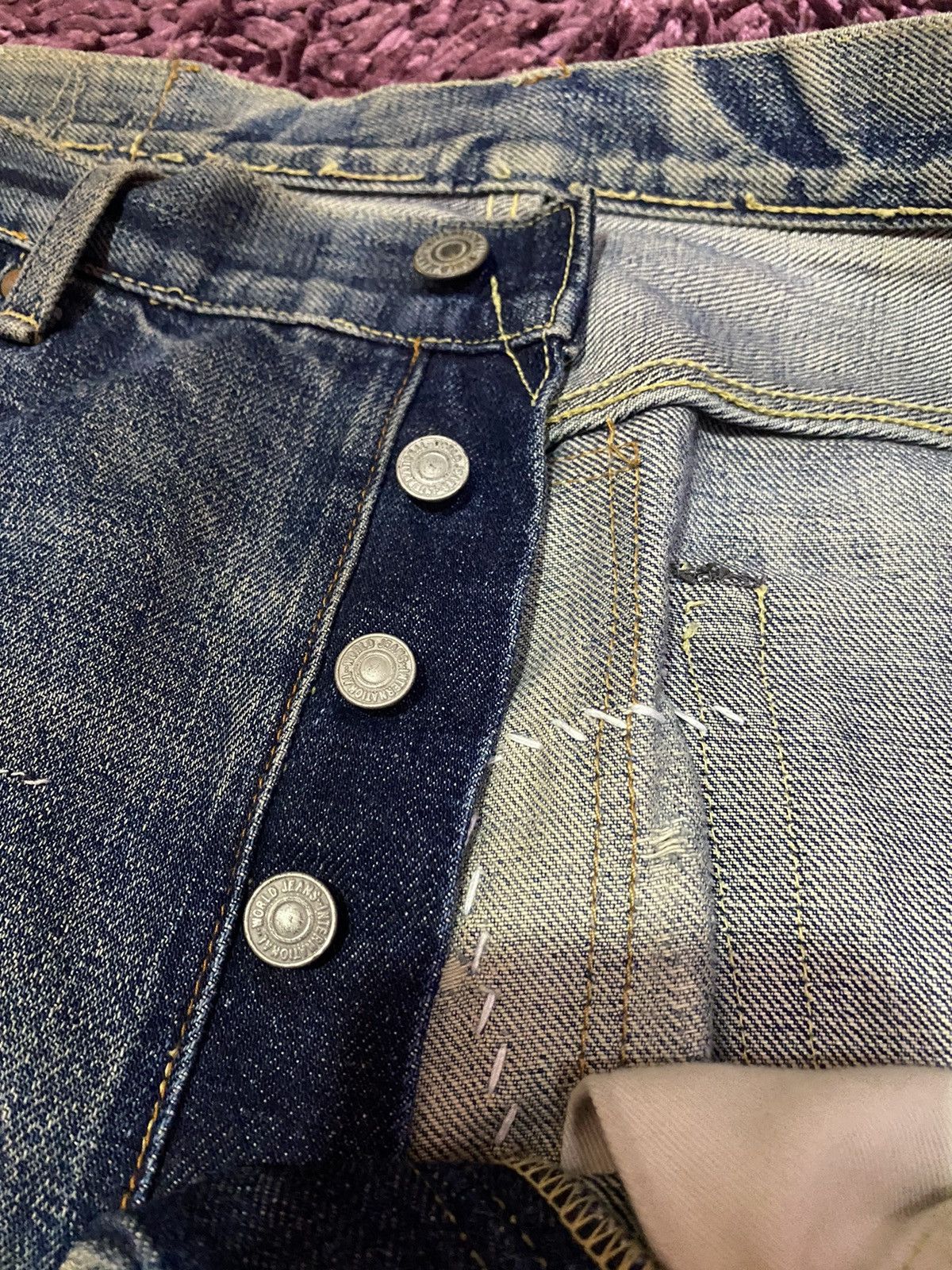 Vintage VTG Kapital Inspired Sashiko Boro Patchwork Jeans Selvedge Size US 33 - 9 Thumbnail