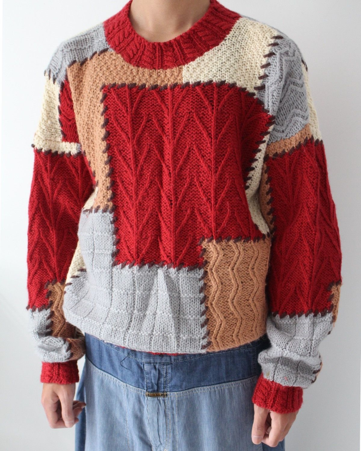 Japanese Brand 2000S NAIGAI PATCHWORK KNITWEAR Size US M / EU 48-50 / 2 - 3 Thumbnail