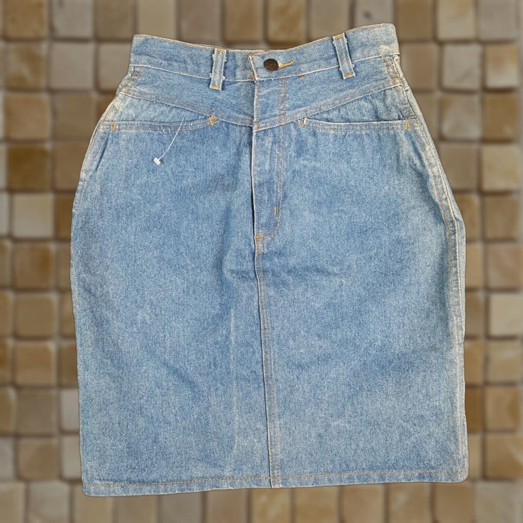 Denime VINTAGE Western Denim Jean Jort Women's Size 8 Cowgirl Straight Pencil Skirt Size 30" / US 8 / IT 44 - 1 Thumbnail