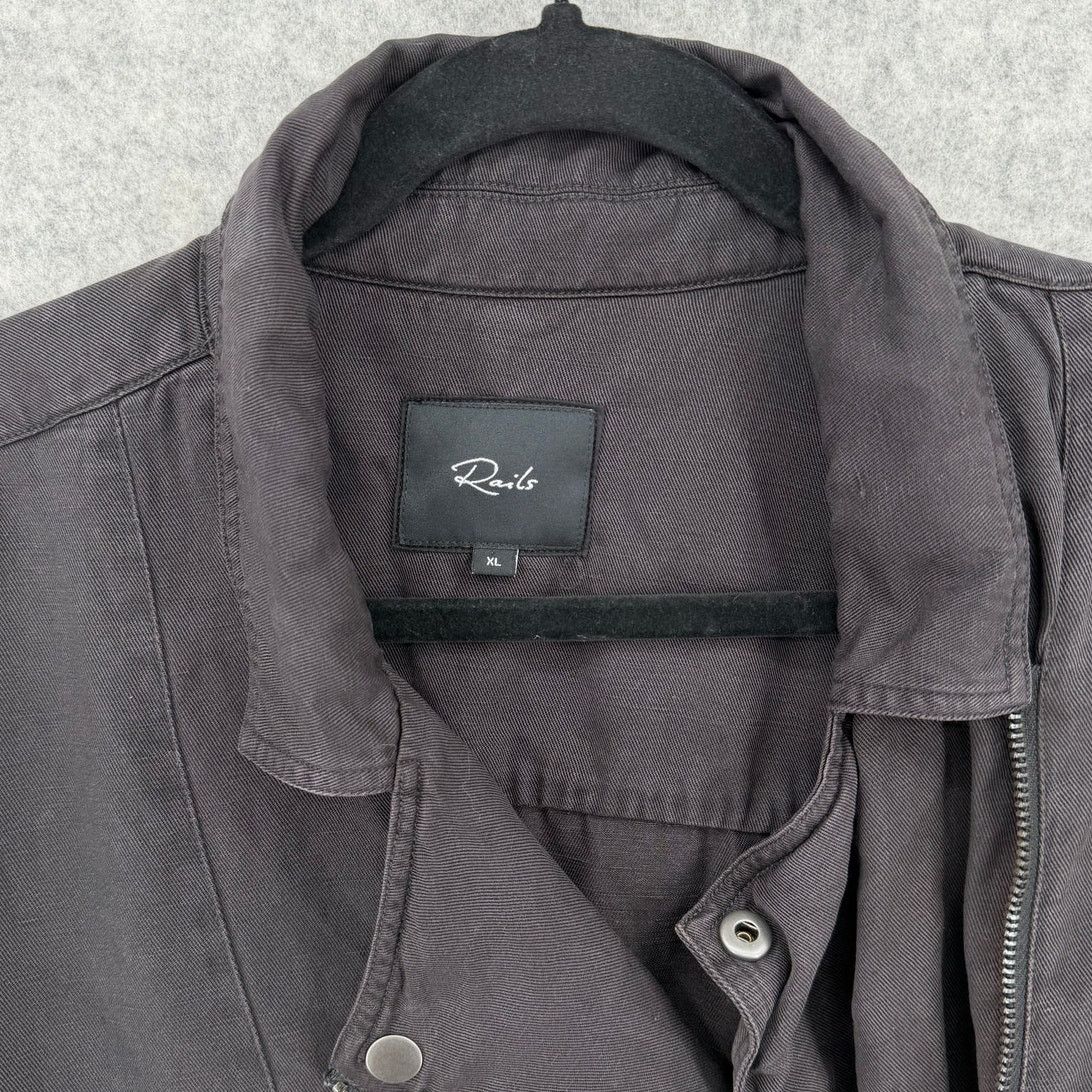 Rails Rails Coal Asymmetric Zip Moto Jacket Vintage Washed Black Size XL / US 12-14 / IT 48-50 - 2 Thumbnail