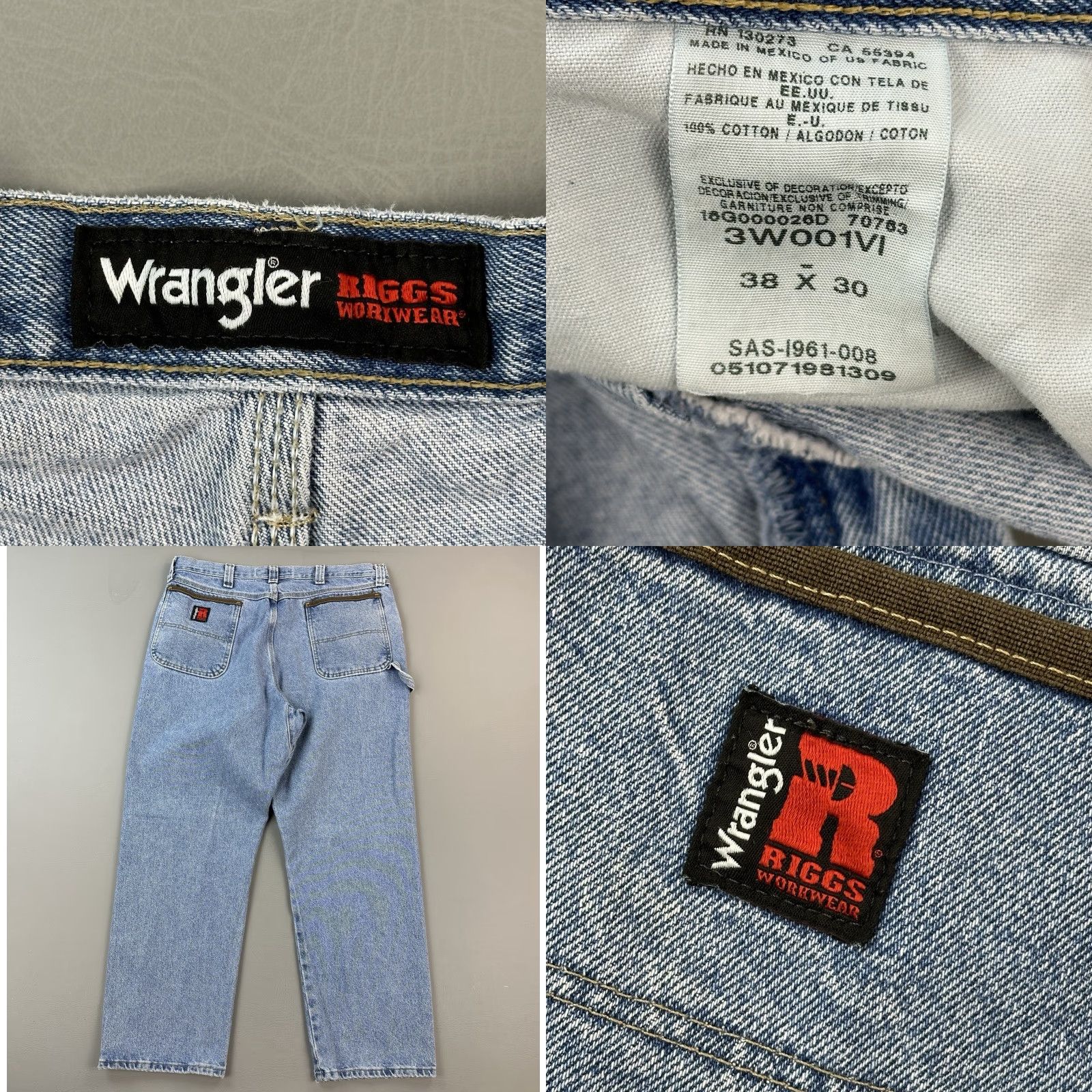 Wrangler Wrangler Riggs Jeans Mens 38x30 Blue Relaxed Fit Workhorse Carpenter Workwear Jeans Size US 38 / EU 54 - 8 Thumbnail