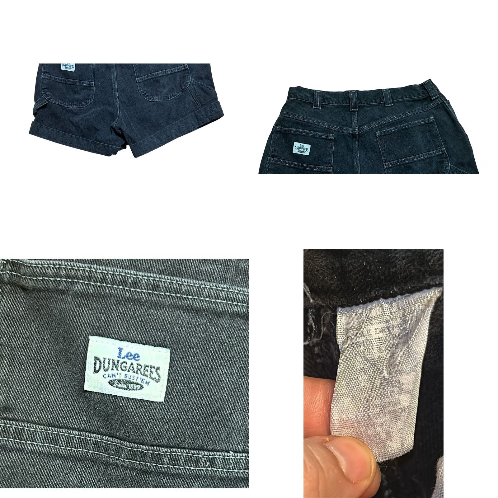Lee Lee Dungarees Women's Vintage Black Carpenter Cargo Short Size 34 Y2K Jeans Size 25" / US 0 / IT 36 - 9 Thumbnail