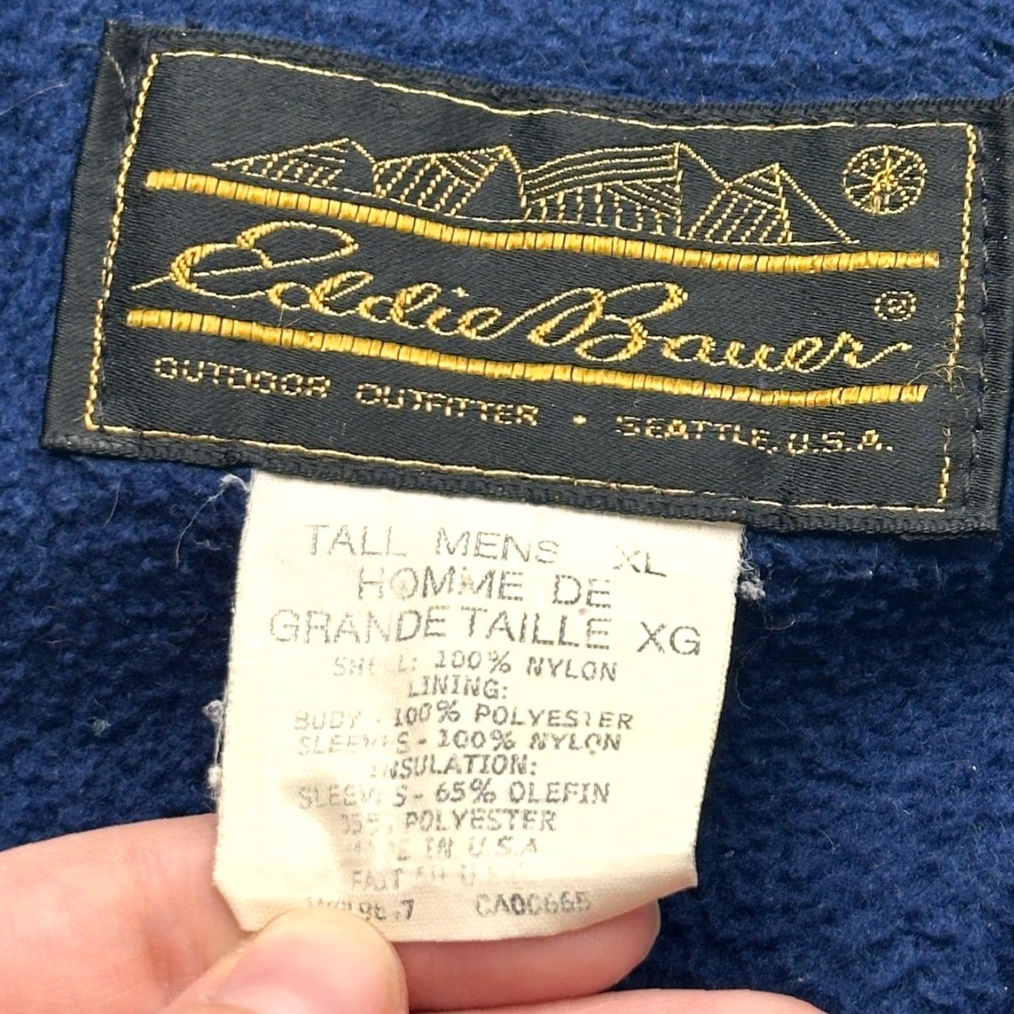 Eddie Bauer VINTAGE Eddie Bauer Nylon Fleece Lined Bomber Jacket Mens XL Tall Navy Red Jacket Size US XL / EU 56 / 4 - 2 Thumbnail