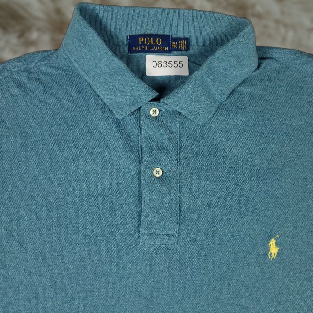 Ralph Lauren Polo Shirt Men's XLT Blue Solid Casual Short Sleeve