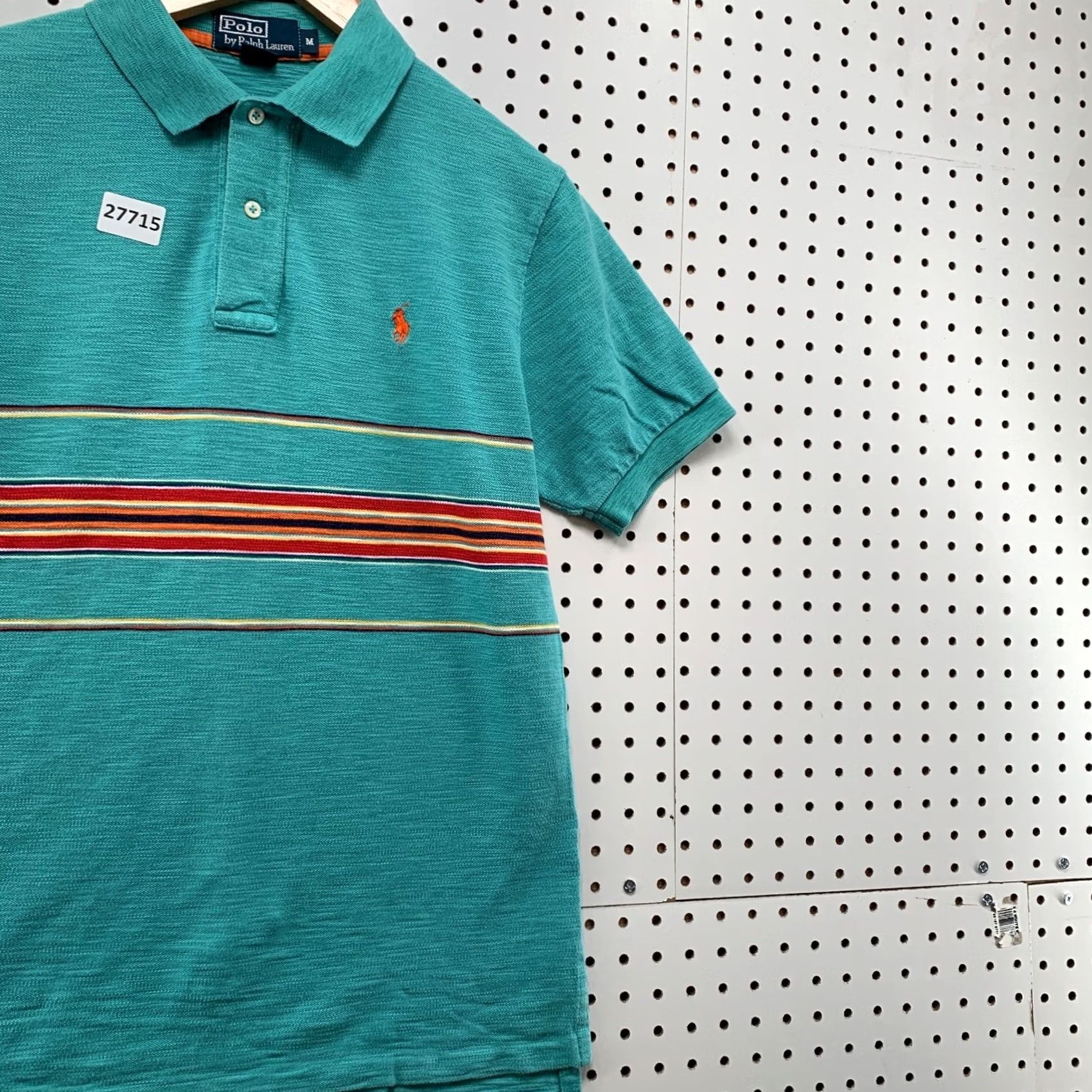 Polo Ralph Lauren VINTAGE Polo Ralph Lauren Shirt Mens Medium Green Orange Pony Stripe Size US M / EU 48-50 / 2 - 4 Thumbnail