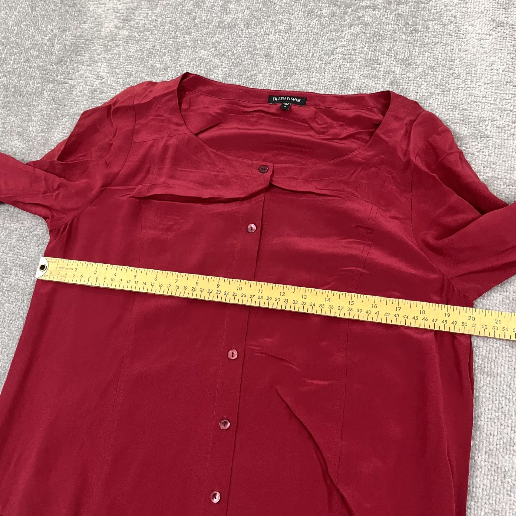 Eileen Fisher Eileen Fisher Tunic Blouse Womens Small Red Silk Roll Tab Pockets Two Tone Size S / US 4 / IT 40 - 5 Thumbnail