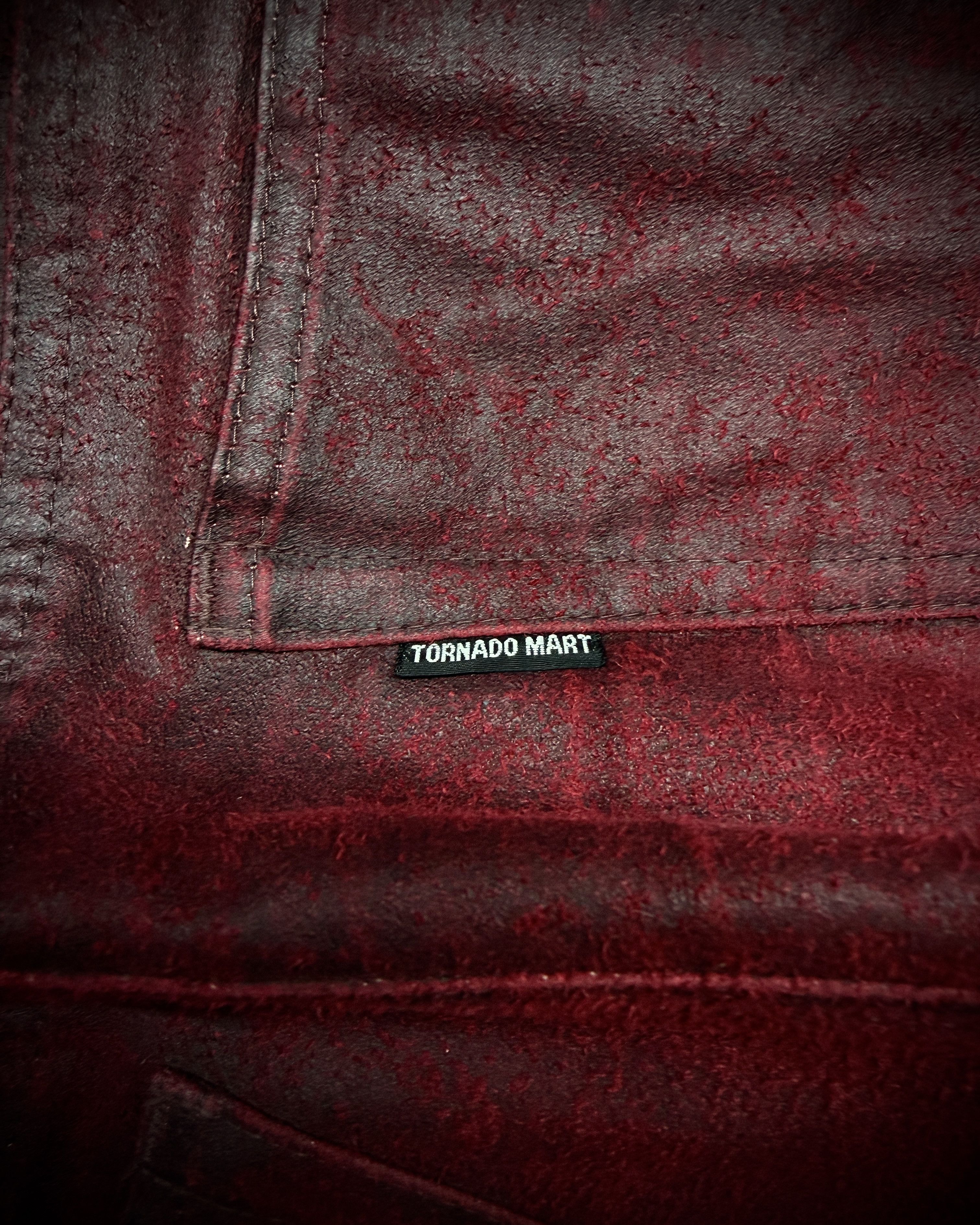 Tornado Mart Tornado Mart Coated Deep Red Flared Pants Size US 31 - 10 Thumbnail