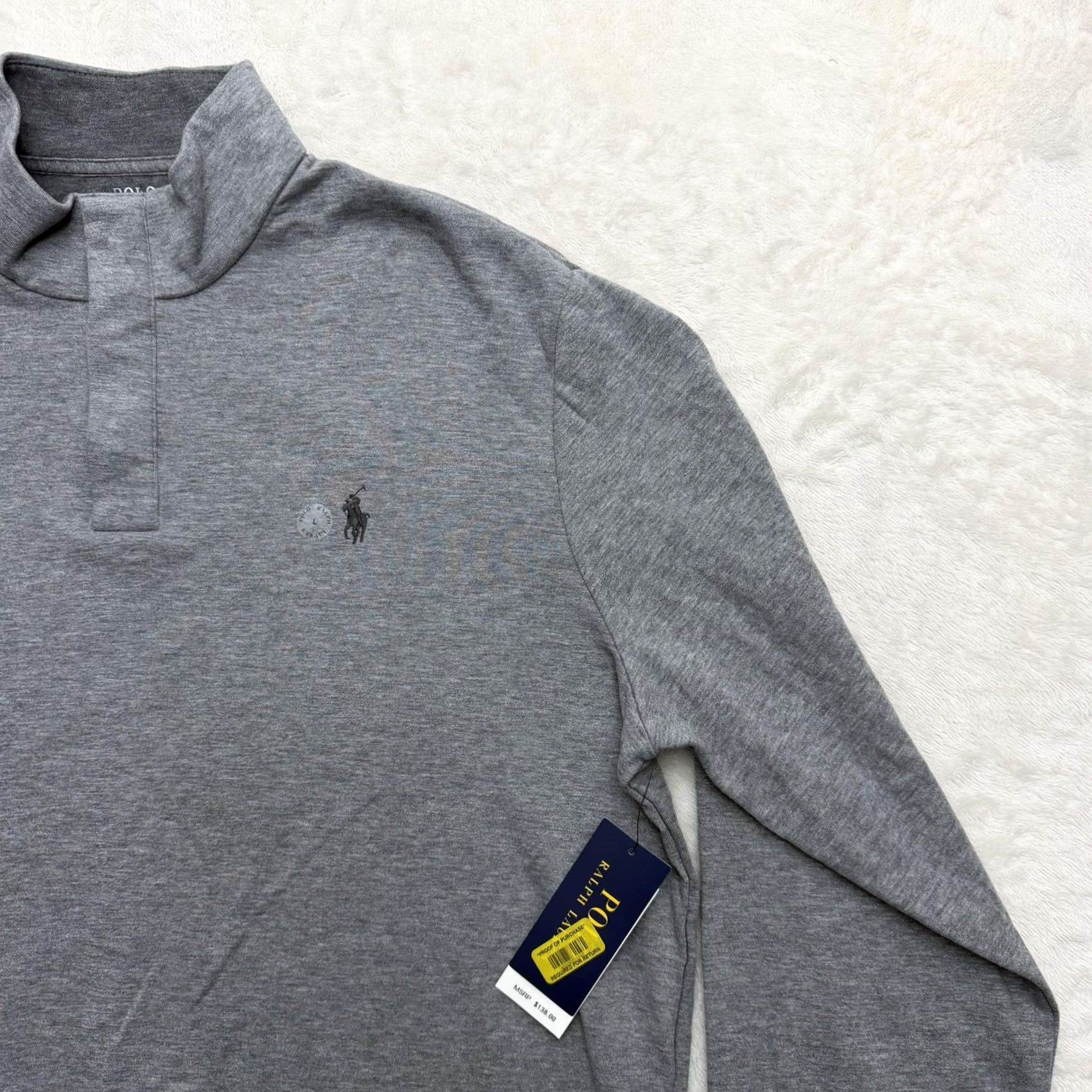 Polo Ralph Lauren Polo Ralph Lauren Sweatshirt Mens Large Gray Mock Neck Blair’s Pullover Logo Jersey Cotton Polyester Size US L / EU 52-54 / 3 - 4 Thumbnail