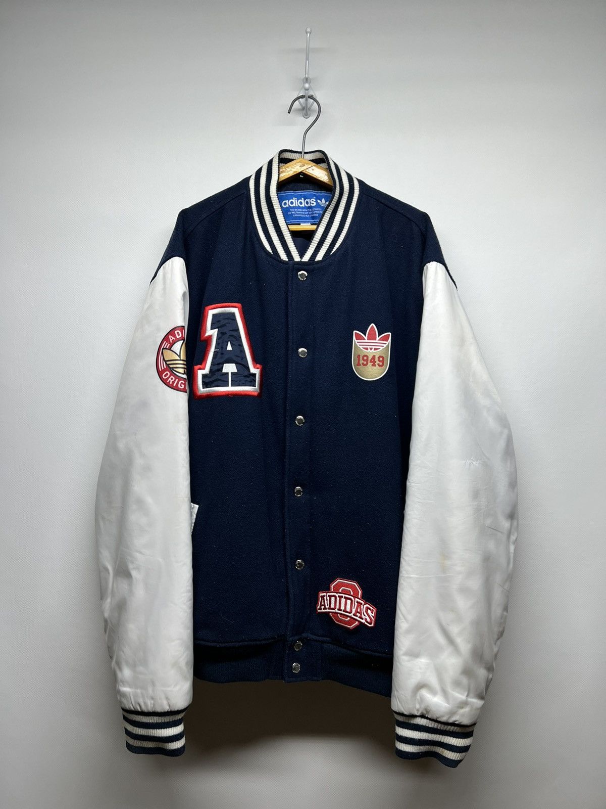 Vintage Vintage Adidas Wool/Nylon Varsity Jacket 00’s Size US XL / EU 56 / 4 - 3 Thumbnail