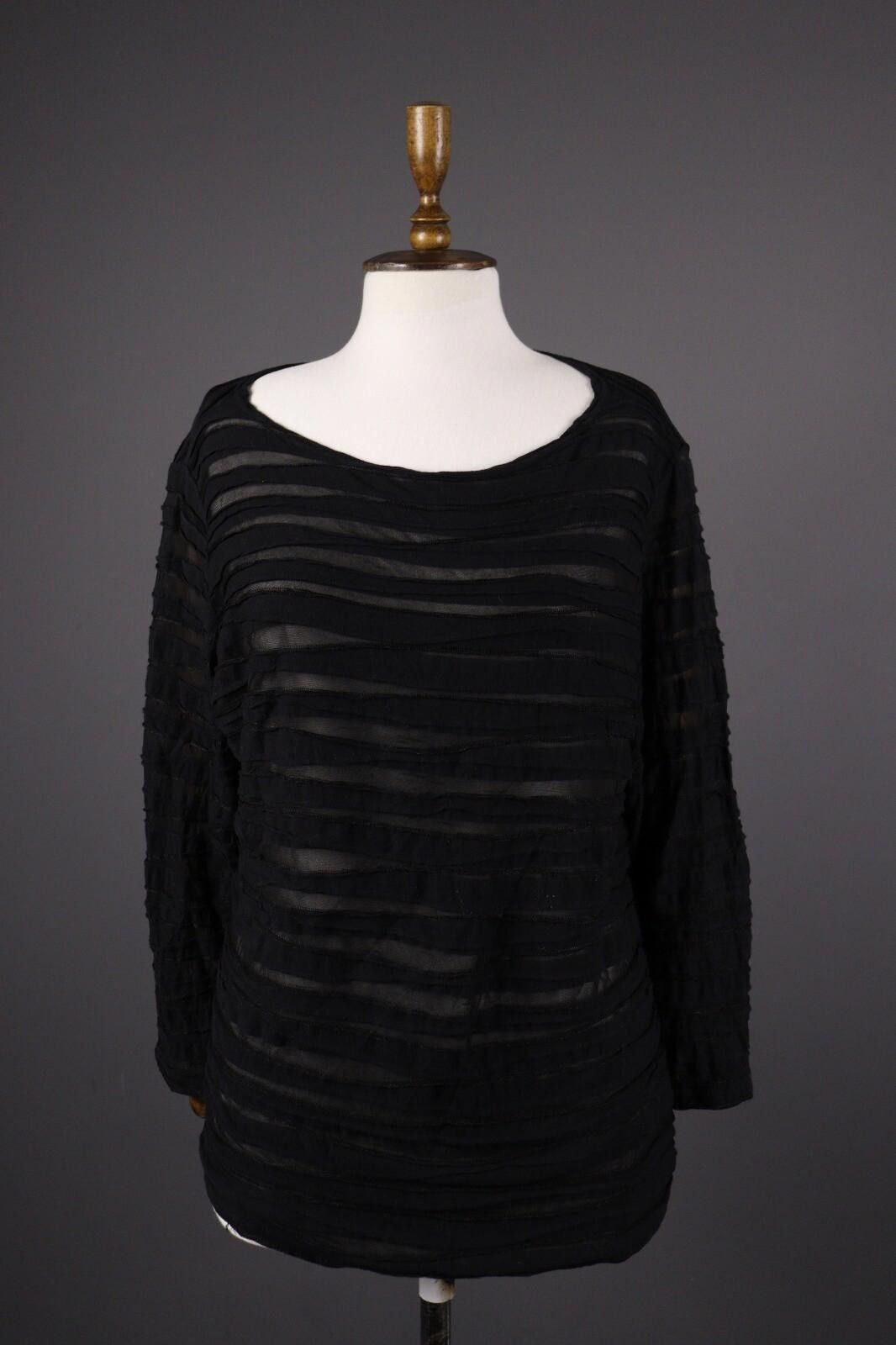 Designer Cut LooseBlack Designer Mesh Long Sleeve Top Shirt Size L Size L / US 10 / IT 46 - 1 Thumbnail
