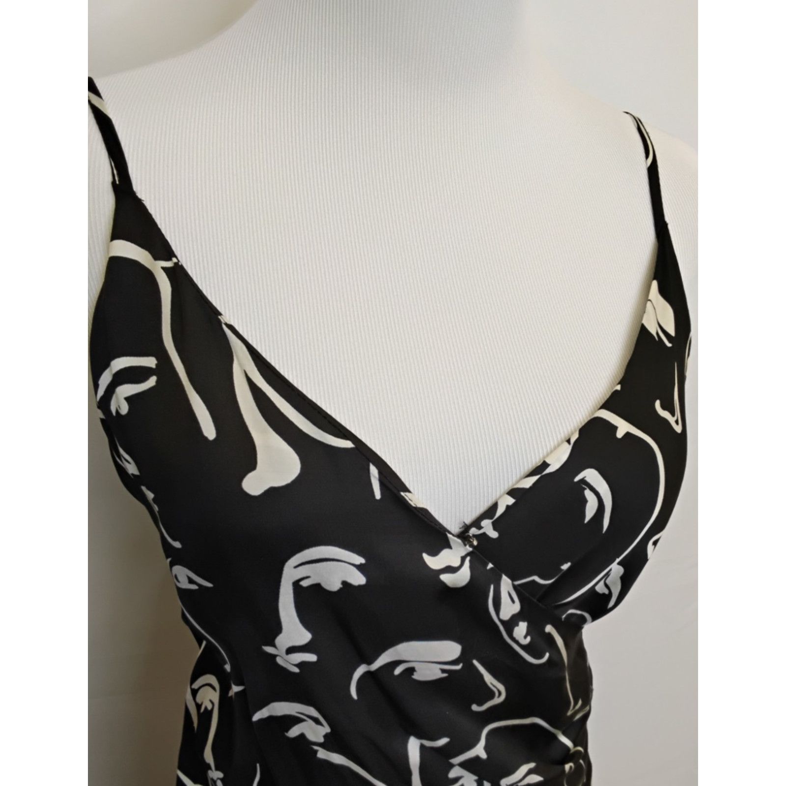 Other En Saison Slip Dress Women's S Black/White Abstract Face NWT Size S / US 4 / IT 40 - 4 Thumbnail