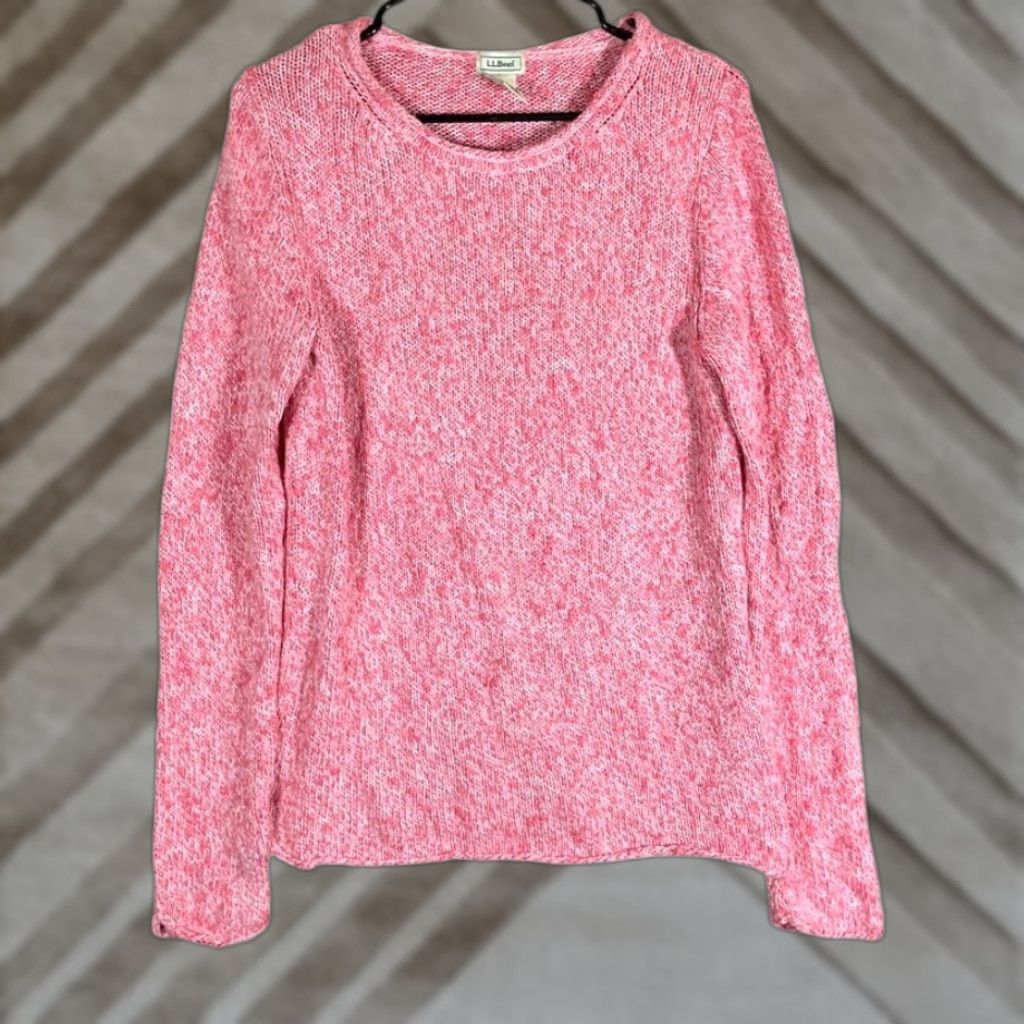 Vintage LL Bean Womens Sweater Pink Marbled Chunky Knit 100% Cotton Medium Size M / US 6-8 / IT 42-44 - 1 Thumbnail