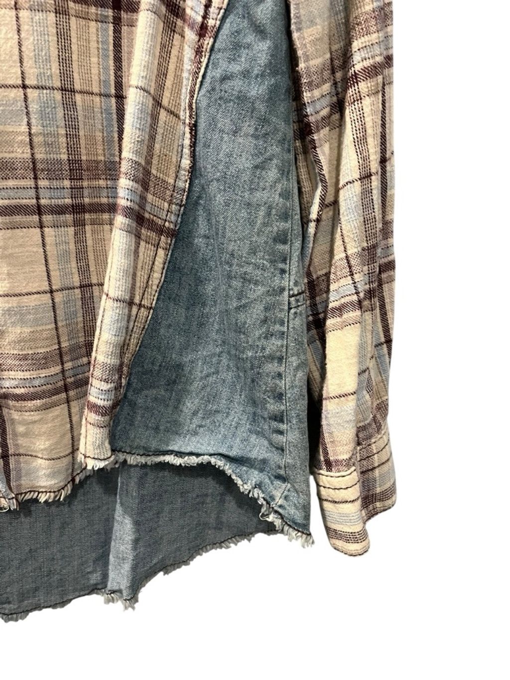 Free People Free People Plaid Flannel Denim Button Up Shirt Size M Size M / US 6-8 / IT 42-44 - 5 Thumbnail